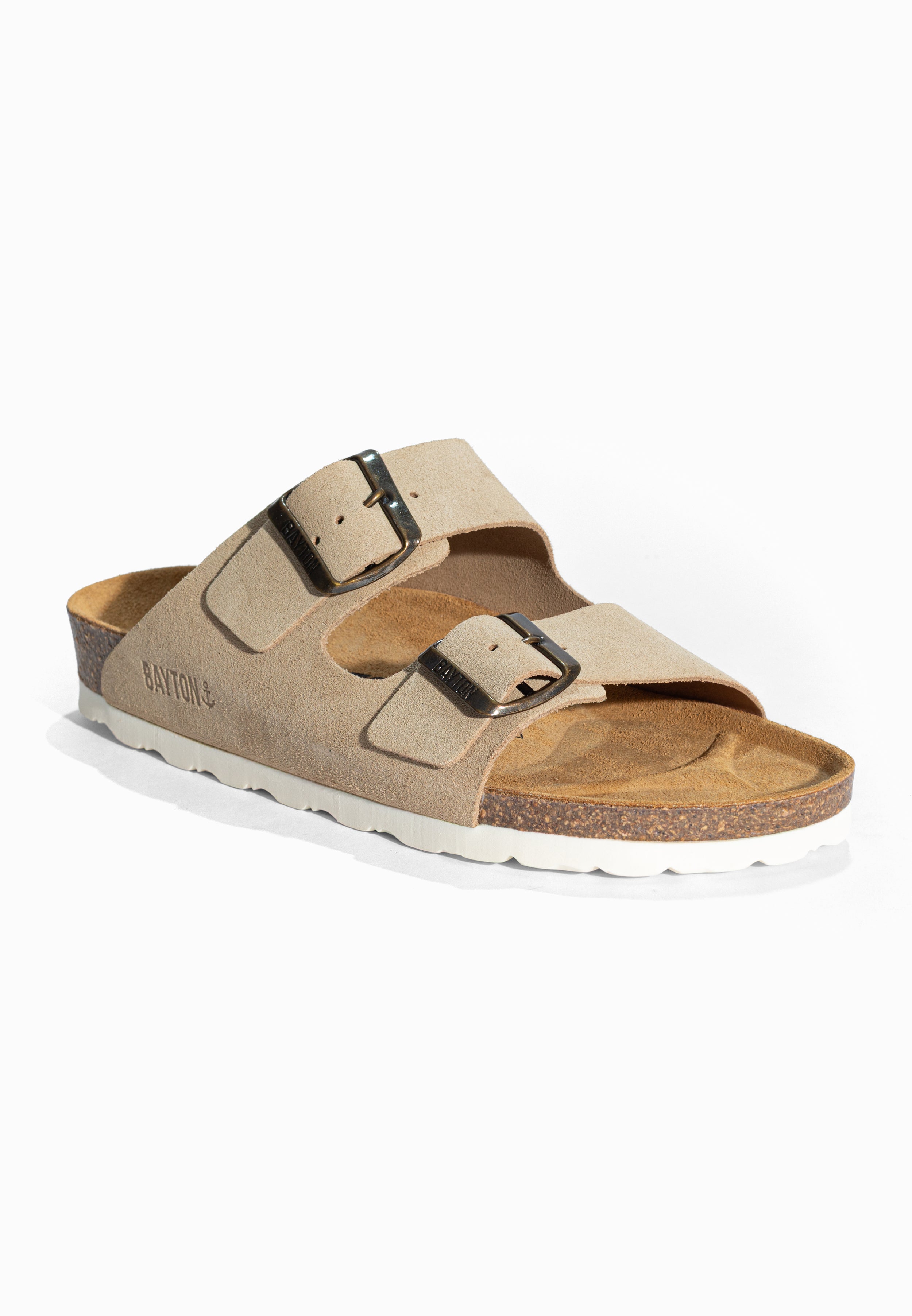 Sandales 2 Brides Atlas Beige en Cuir Suédé Bayton pour Femme