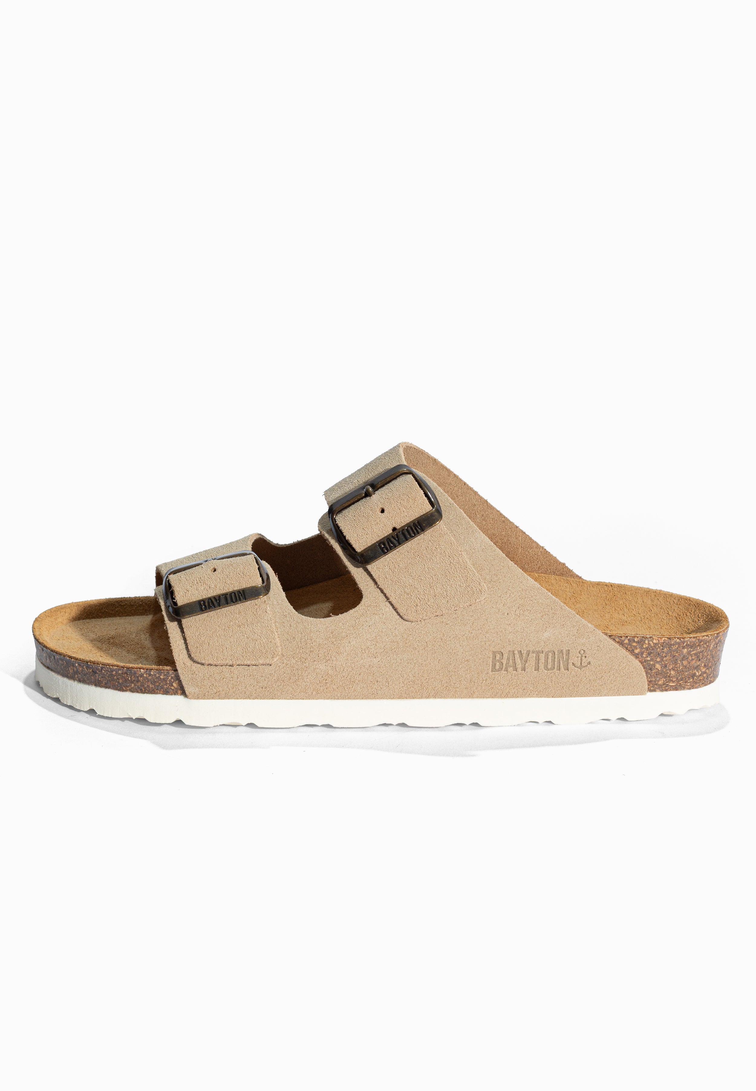 Sandales 2 Brides Atlas Beige en Cuir Suédé Bayton pour Femme