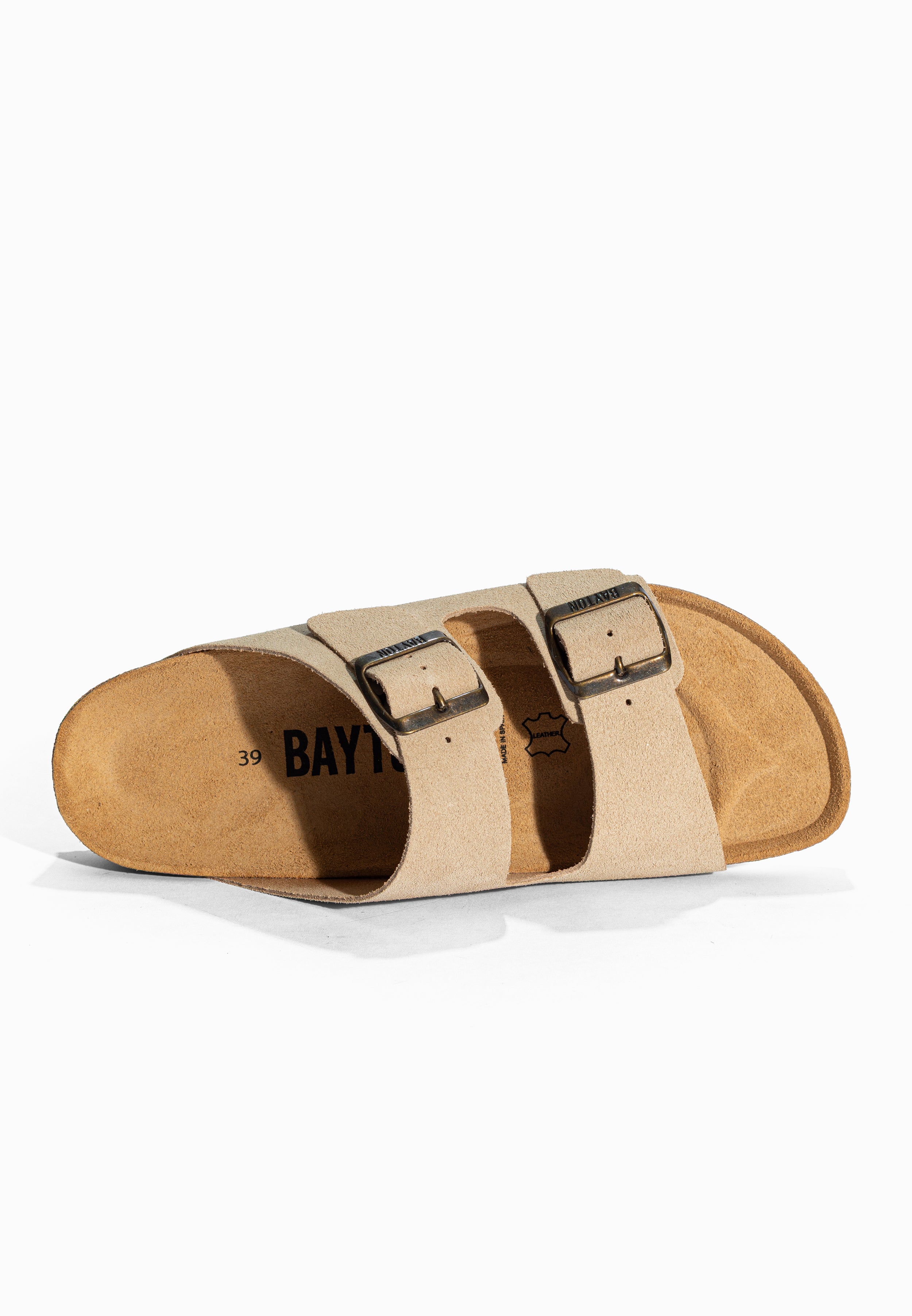 Sandales 2 Brides Atlas Beige en Cuir Suédé Bayton pour Femme