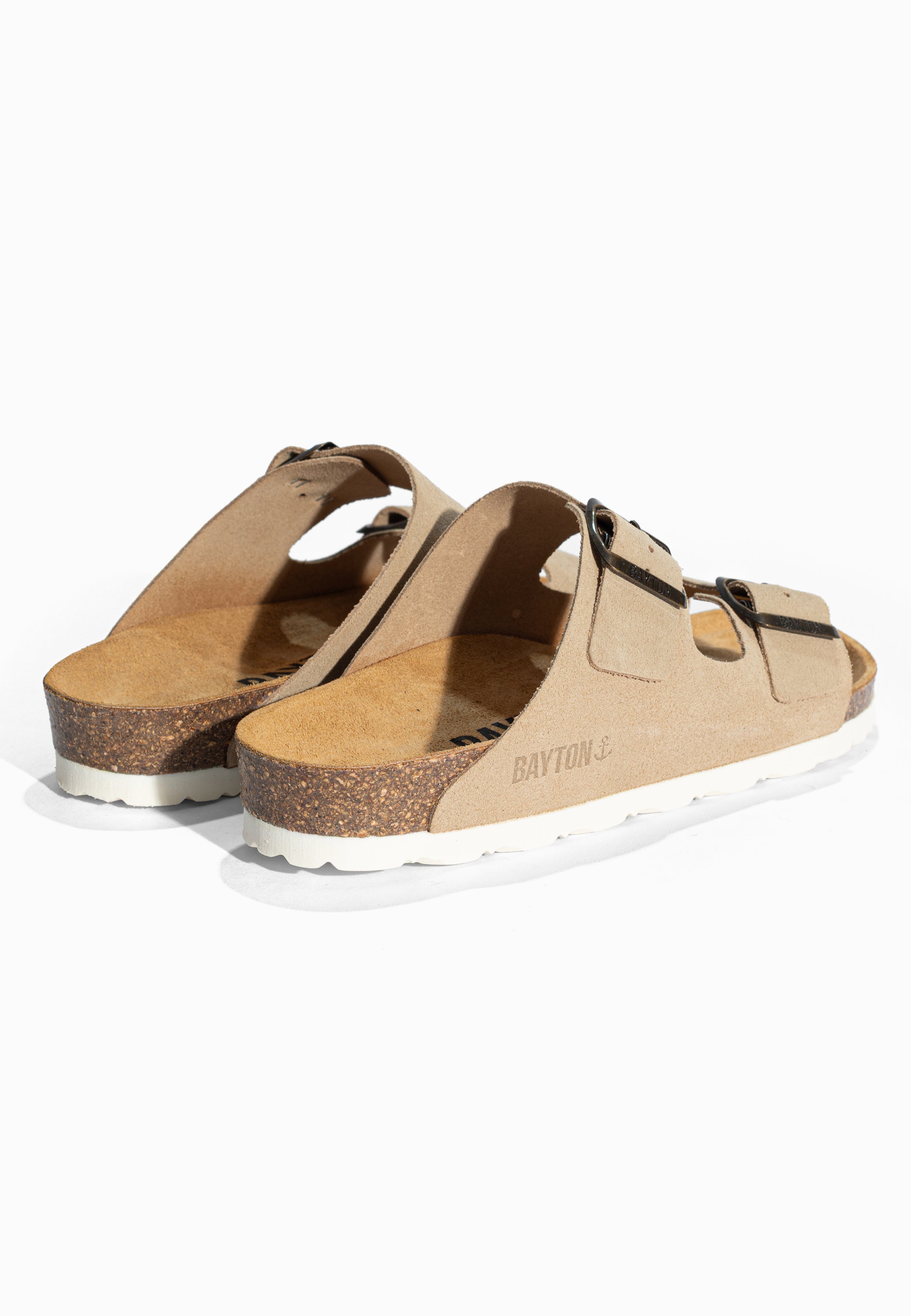 Sandales 2 Brides Atlas Beige en Cuir Suédé Bayton pour Femme