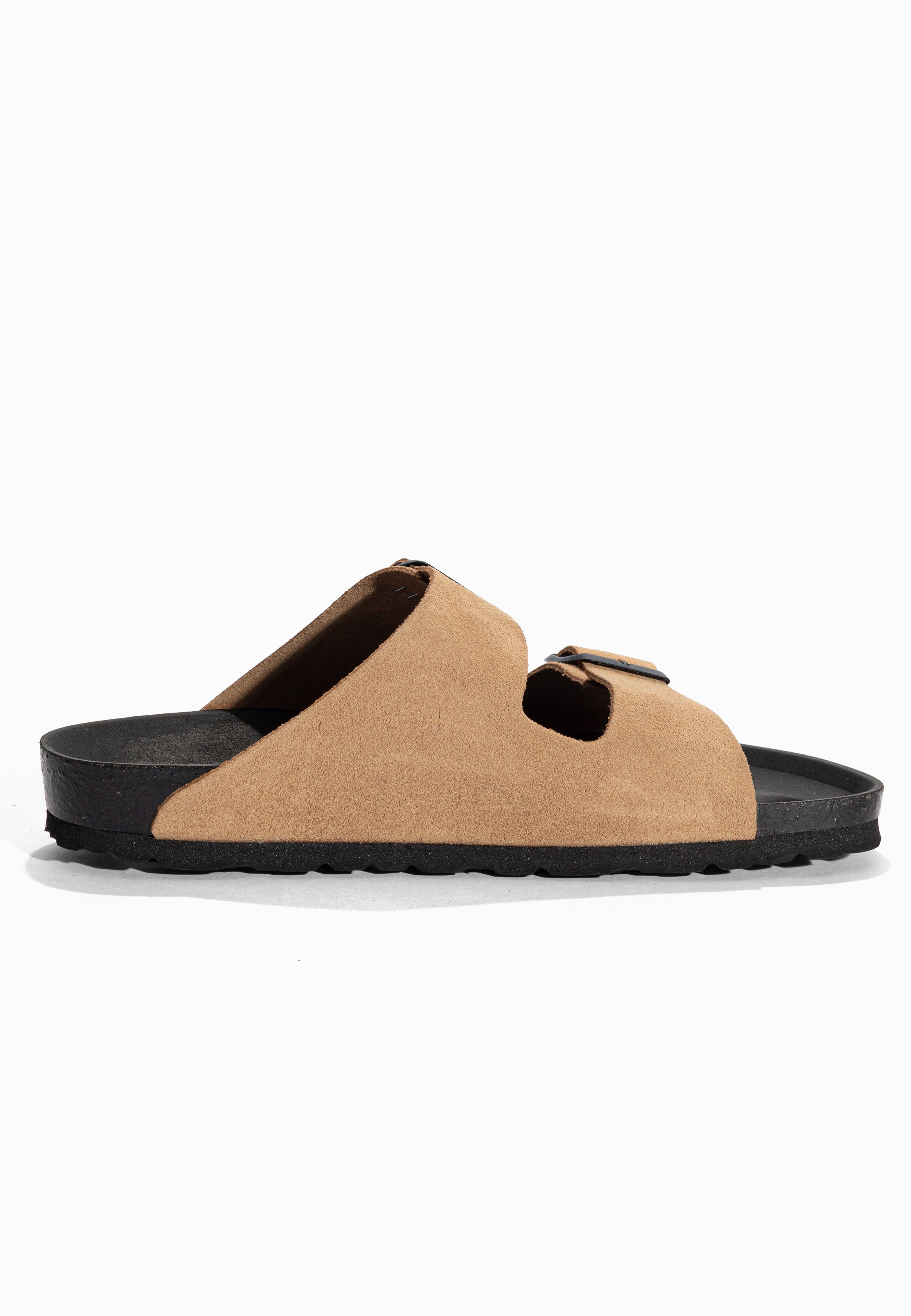 Sandales 2 Brides Atlas Beige foncé en Cuir Suédé Bayton pour Femme