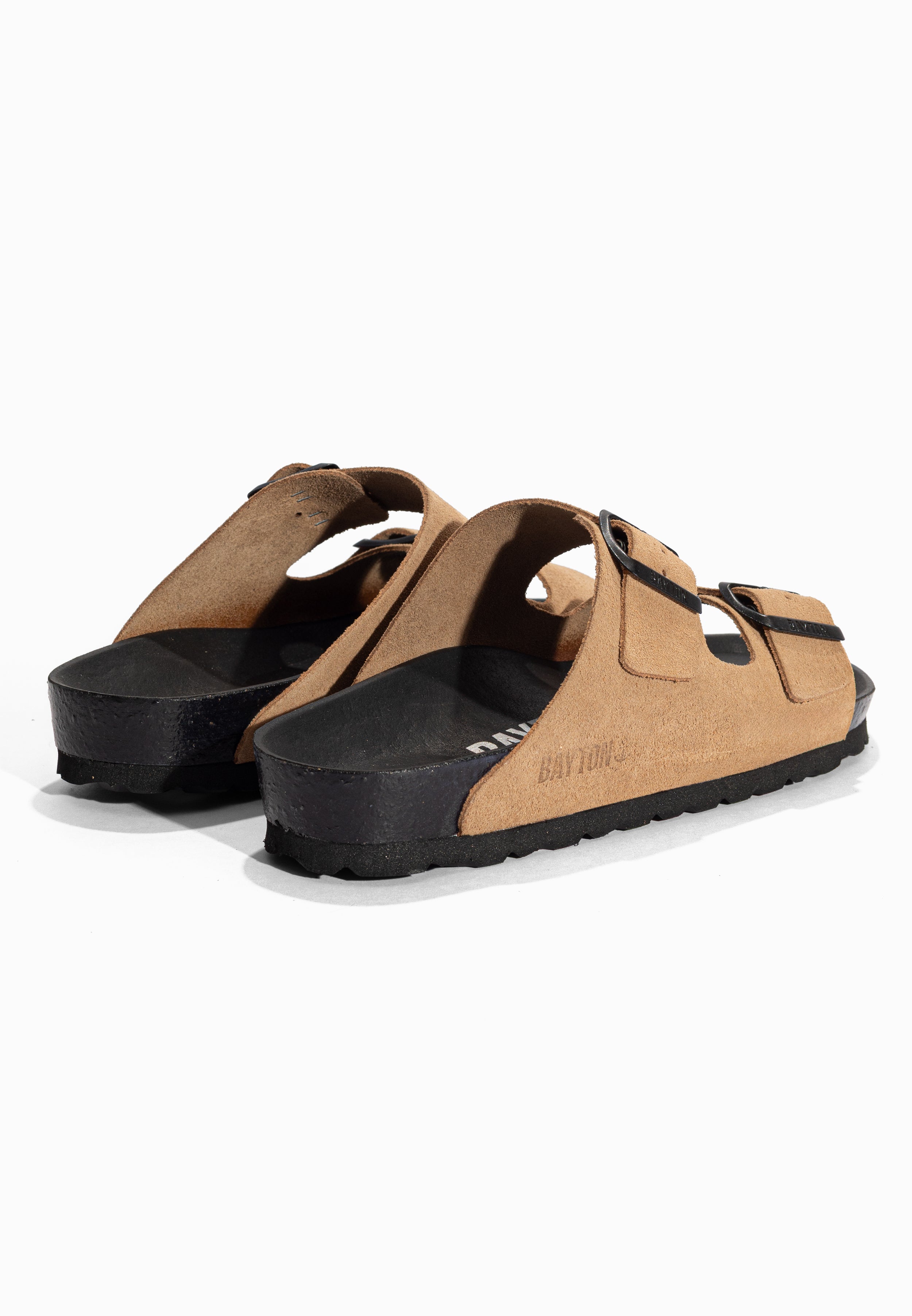 Sandales 2 Brides Atlas Beige foncé en Cuir Suédé Bayton pour Femme