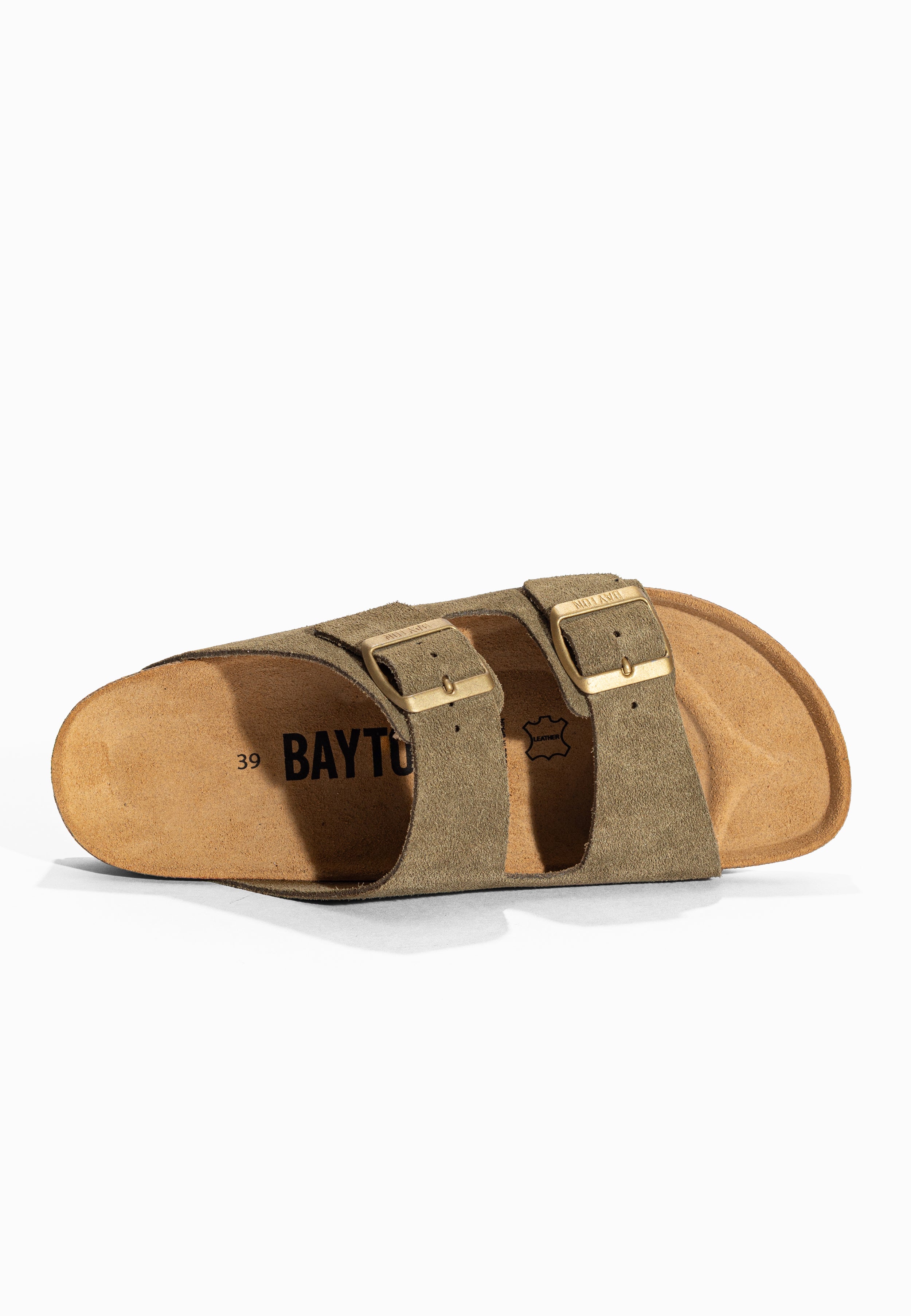 Sandales 2 Brides Atlas Kaki en Cuir Suédé Bayton pour Femme