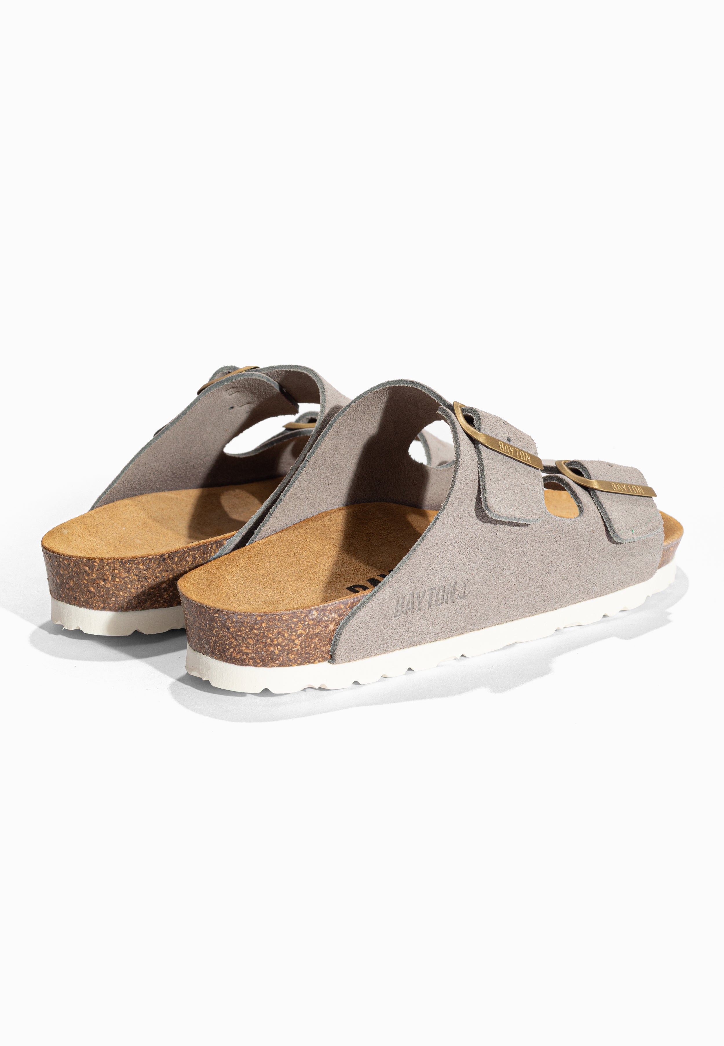 Sandales 2 Brides Atlas Gris en Cuir Suédé Bayton pour Femme