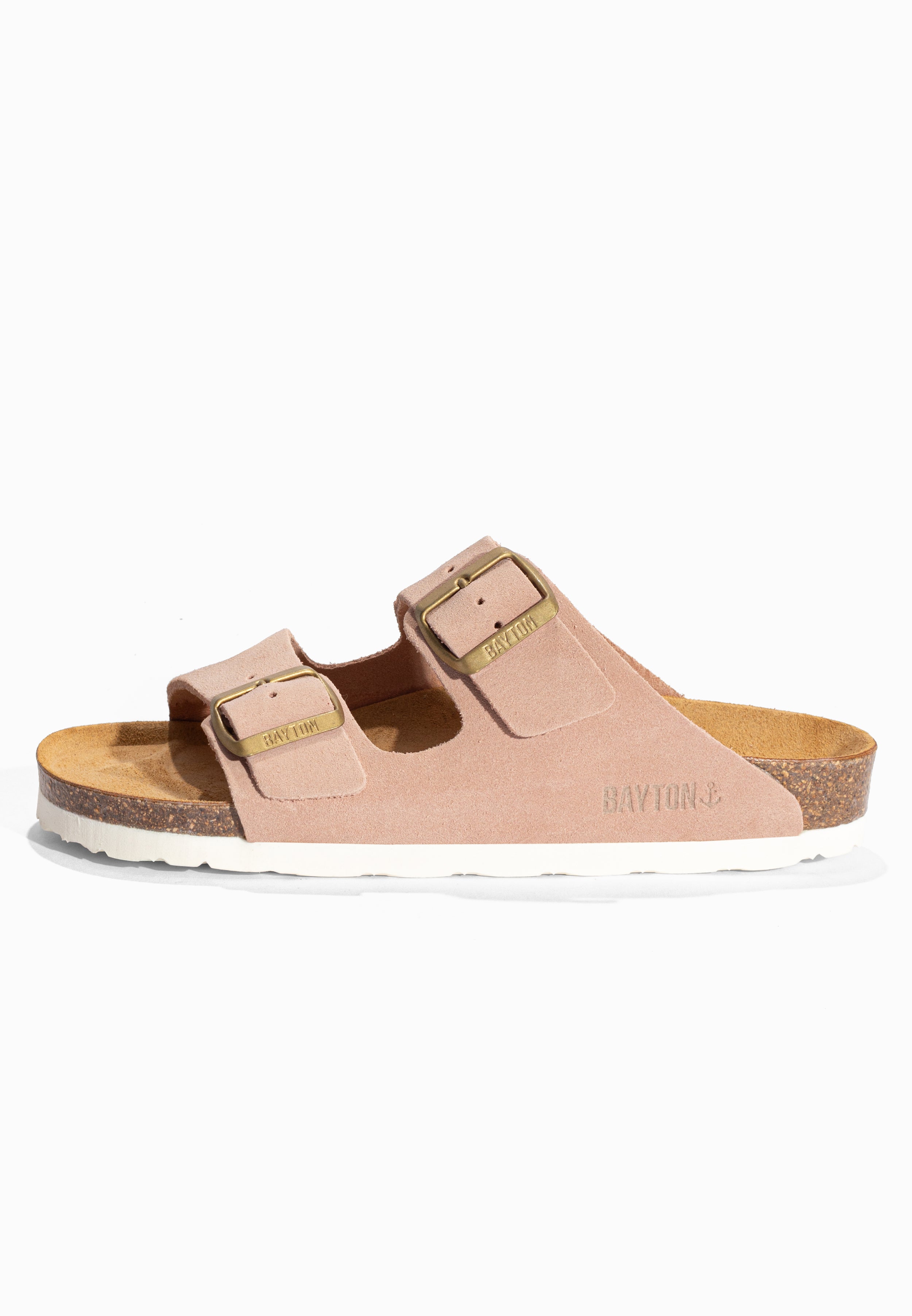 Sandales 2 Brides Atlas Rose en Cuir Suédé Bayton pour Femme