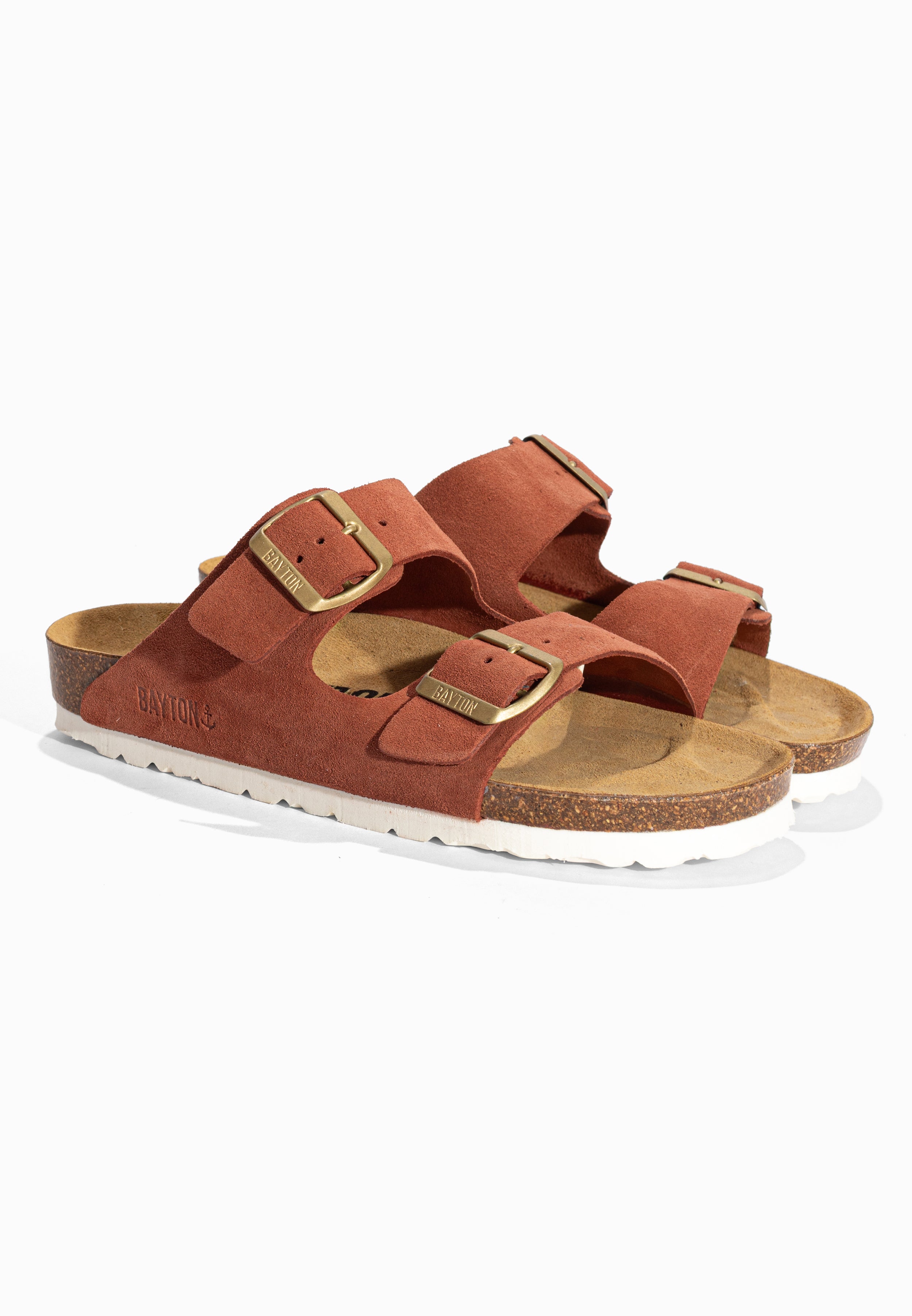 Sandales 2 Brides Atlas Terracotta en Cuir Suédé Bayton pour Femme