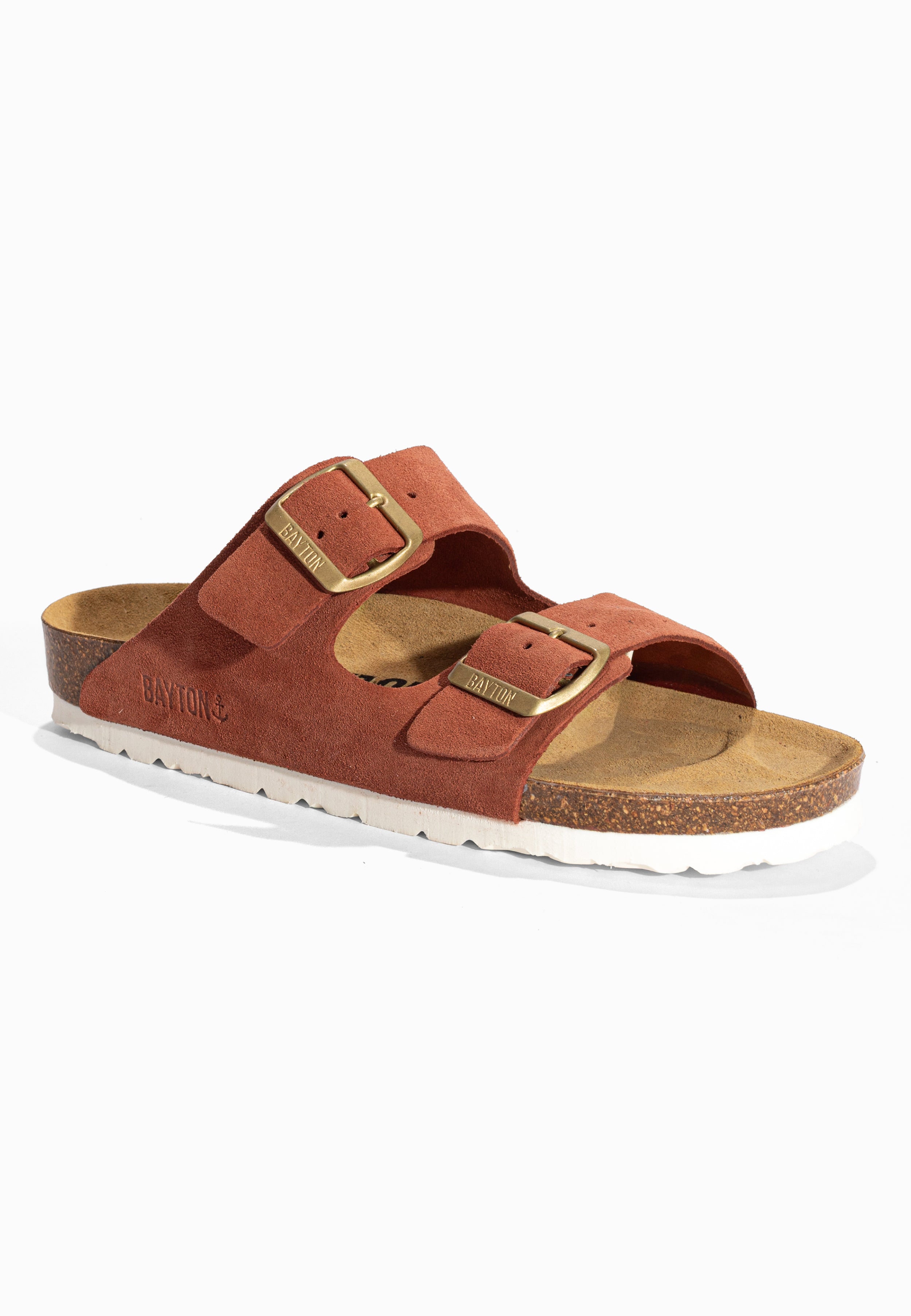 Sandales 2 Brides Atlas Terracotta en Cuir Suédé Bayton pour Femme