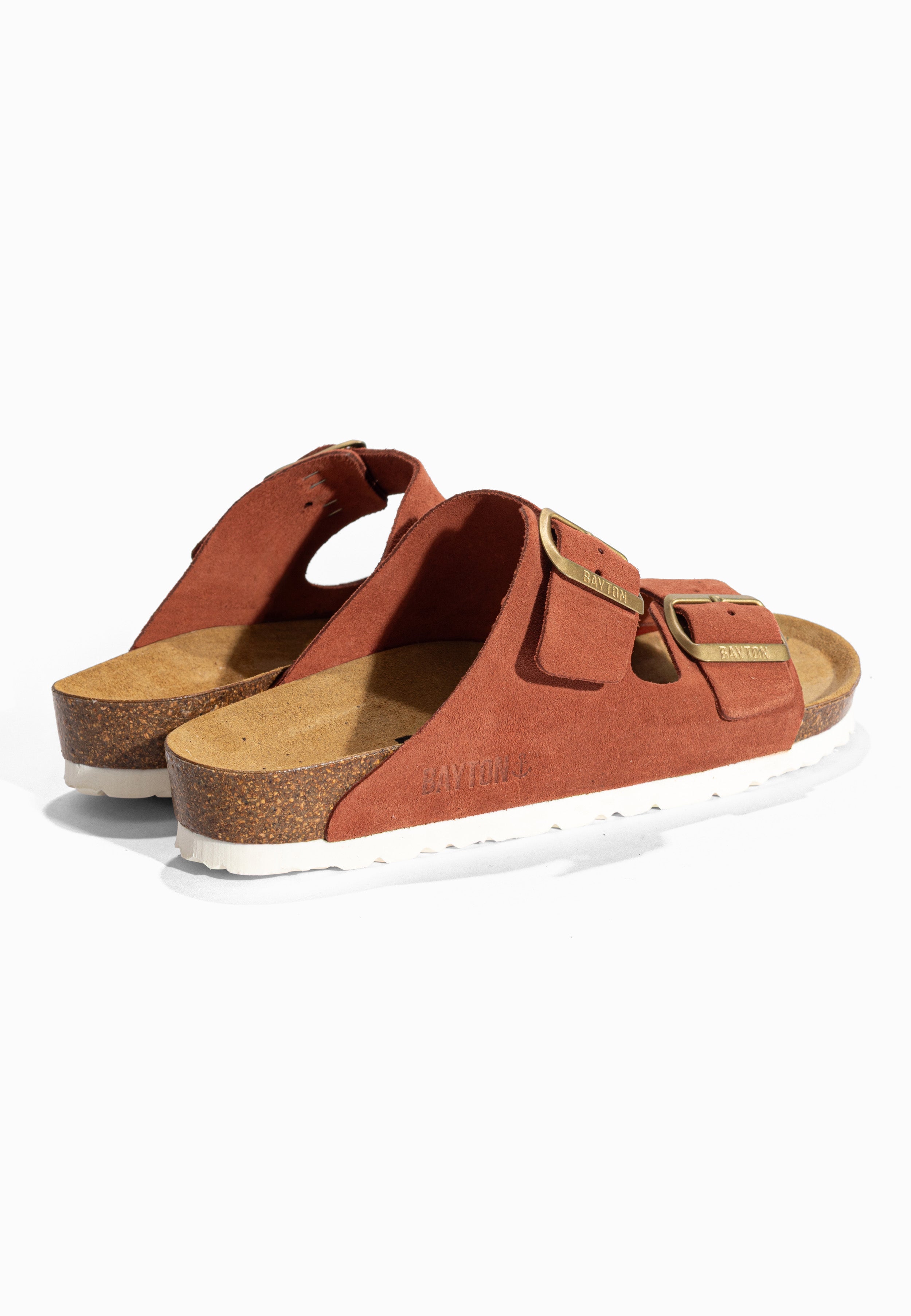 Sandales 2 Brides Atlas Terracotta en Cuir Suédé Bayton pour Femme