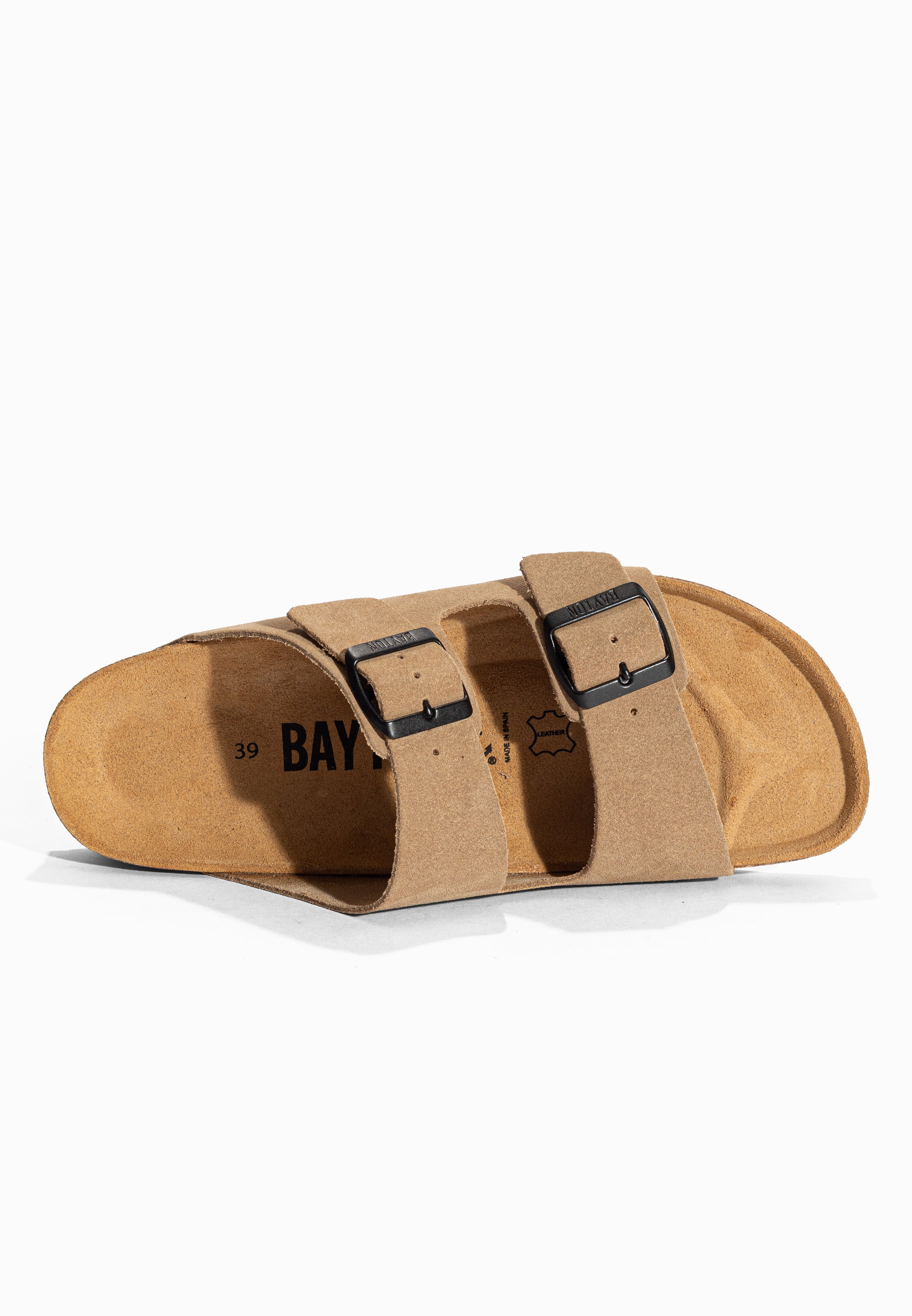 Sandales 2 Brides Atlas Beige en Cuir Suédé Bayton pour Femme