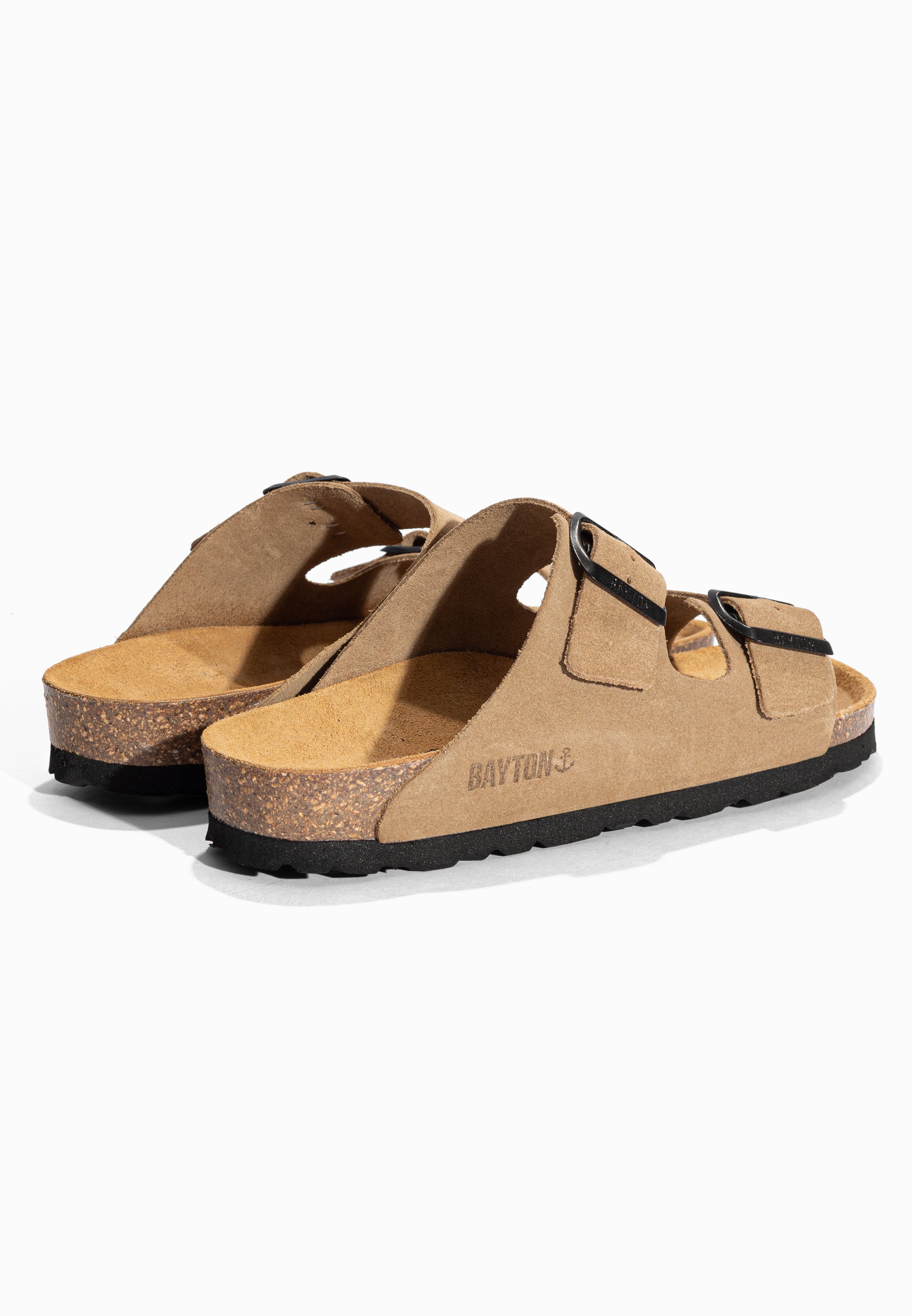 Sandales 2 Brides Atlas Beige en Cuir Suédé Bayton pour Femme