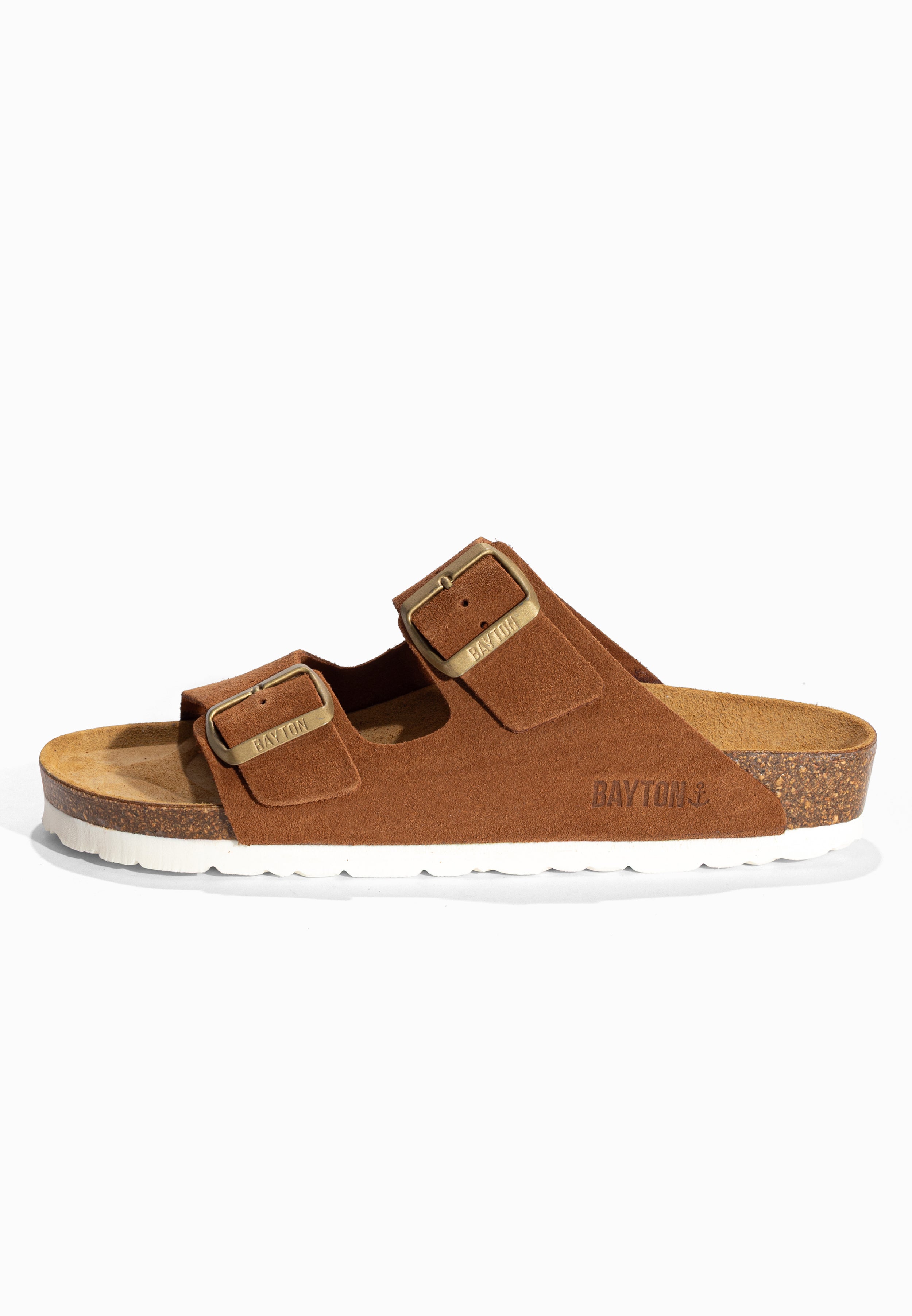 Sandales 2 Brides Atlas Camel en Cuir Suédé Bayton pour Femme