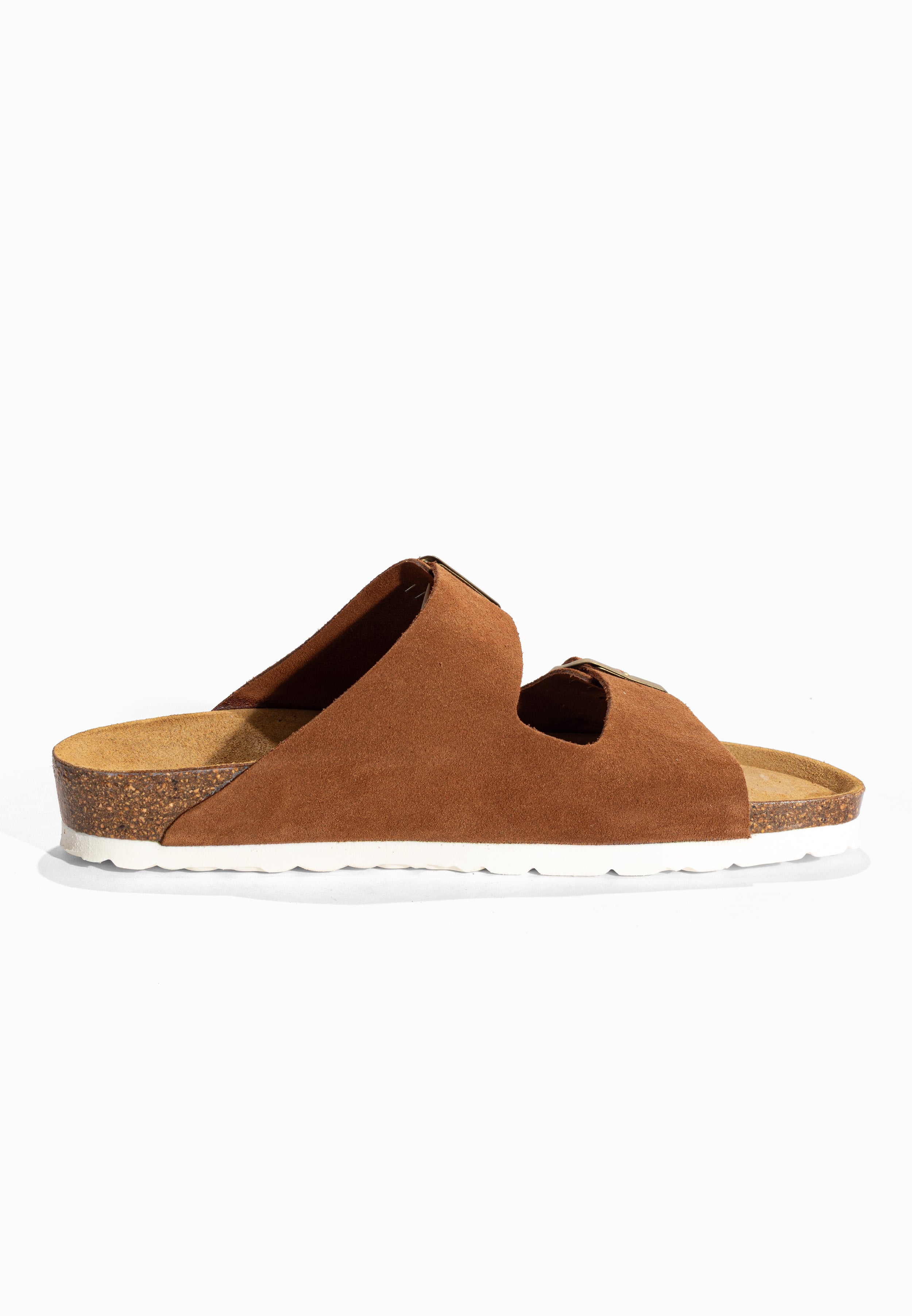 Sandales 2 Brides Atlas Camel en Cuir Suédé Bayton pour Femme