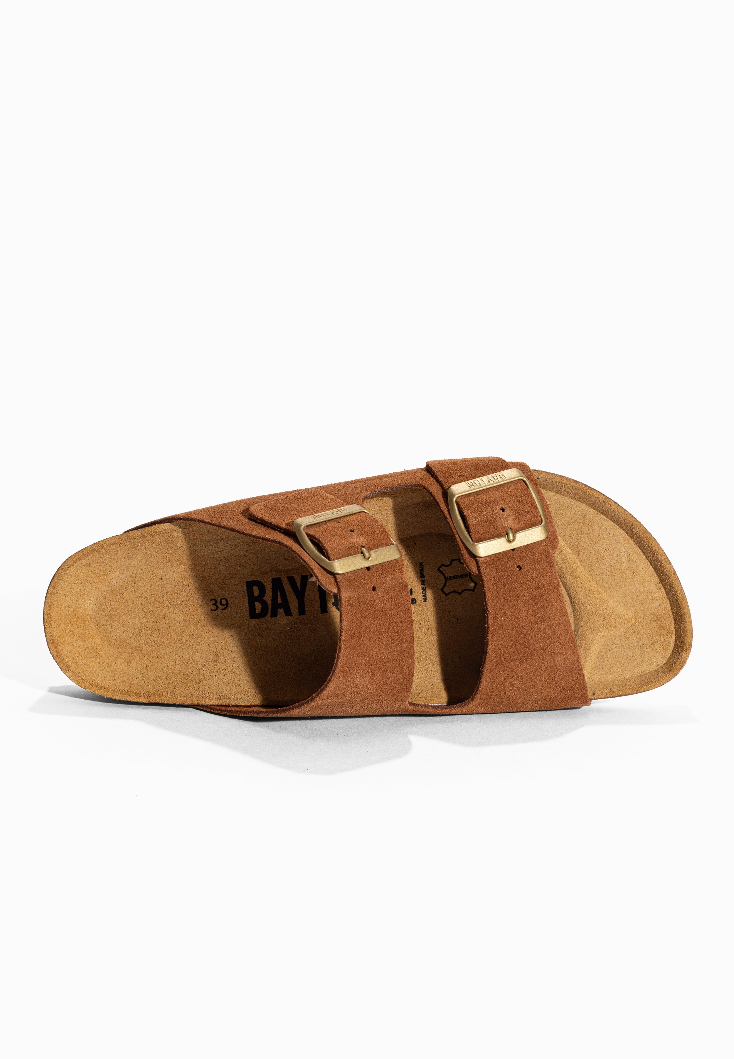 Sandales 2 Brides Atlas Camel en Cuir Suédé Bayton pour Femme