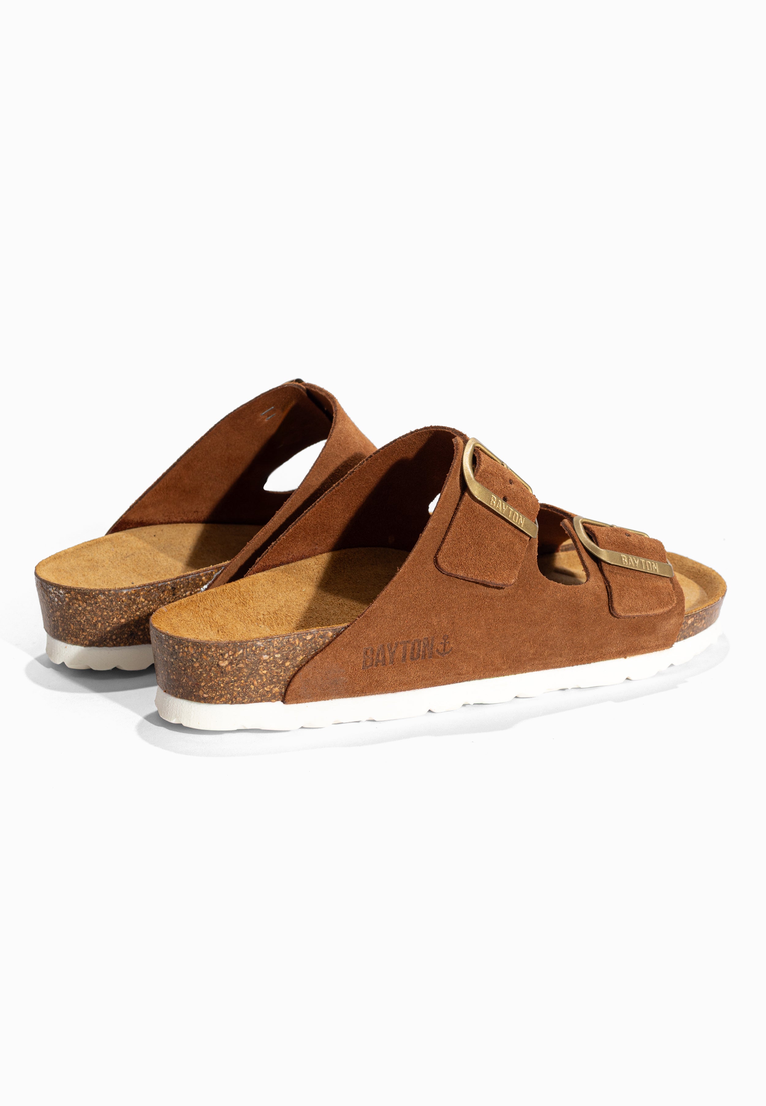 Sandales 2 Brides Atlas Camel en Cuir Suédé Bayton pour Femme