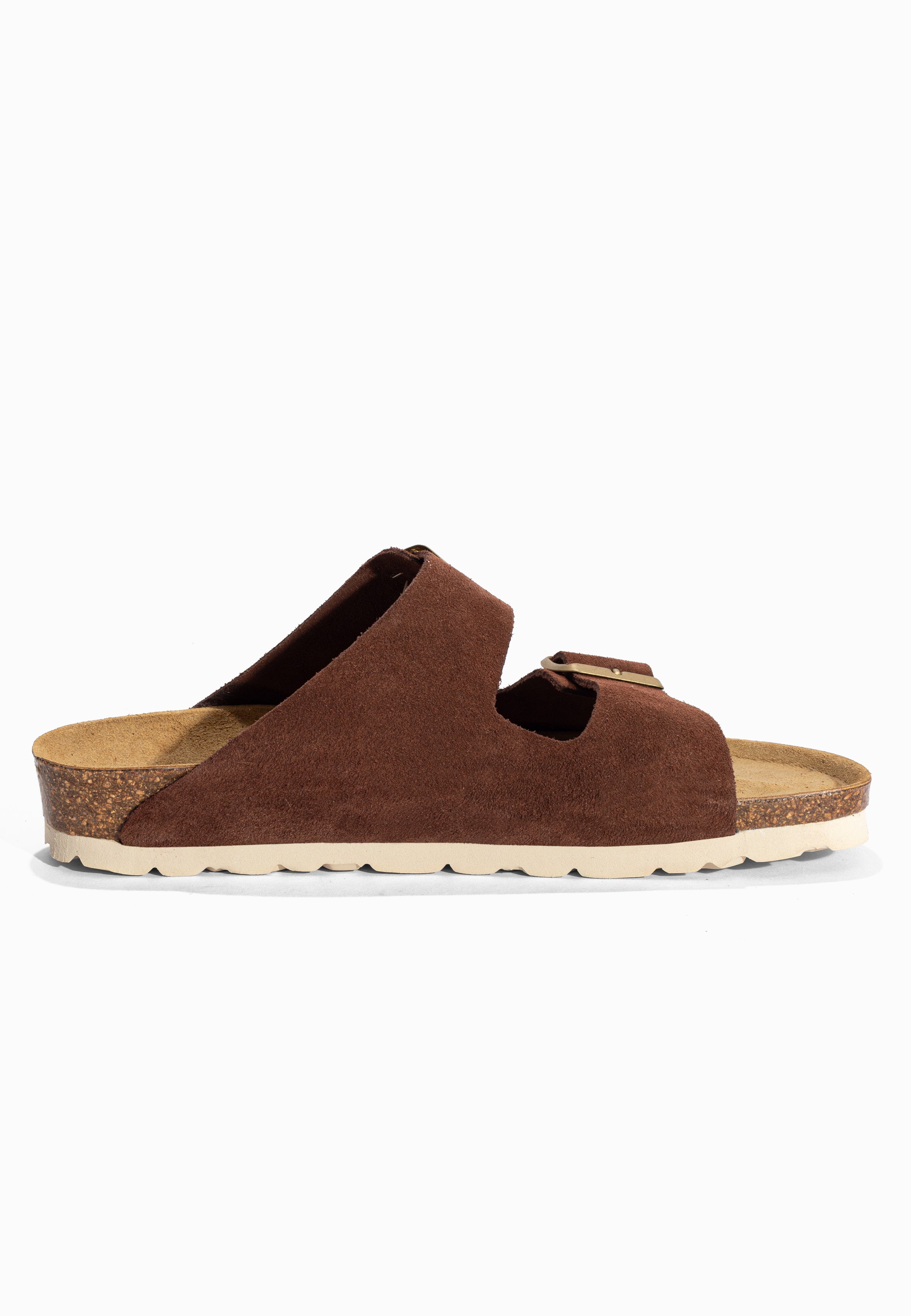 Sandales 2 Brides Atlas Marron en Cuir Suédé Bayton pour Femme