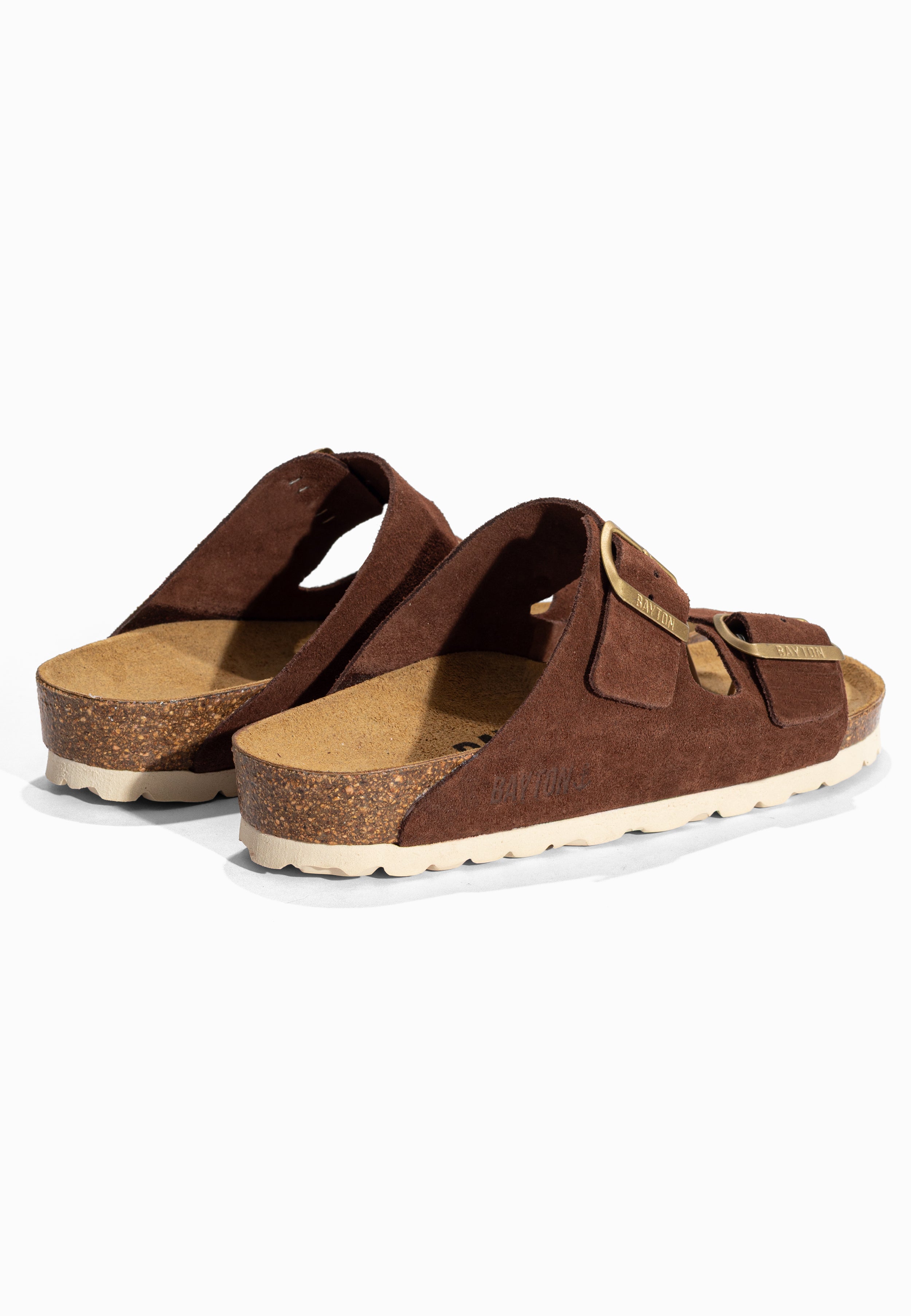 Sandales 2 Brides Atlas Marron en Cuir Suédé Bayton pour Femme