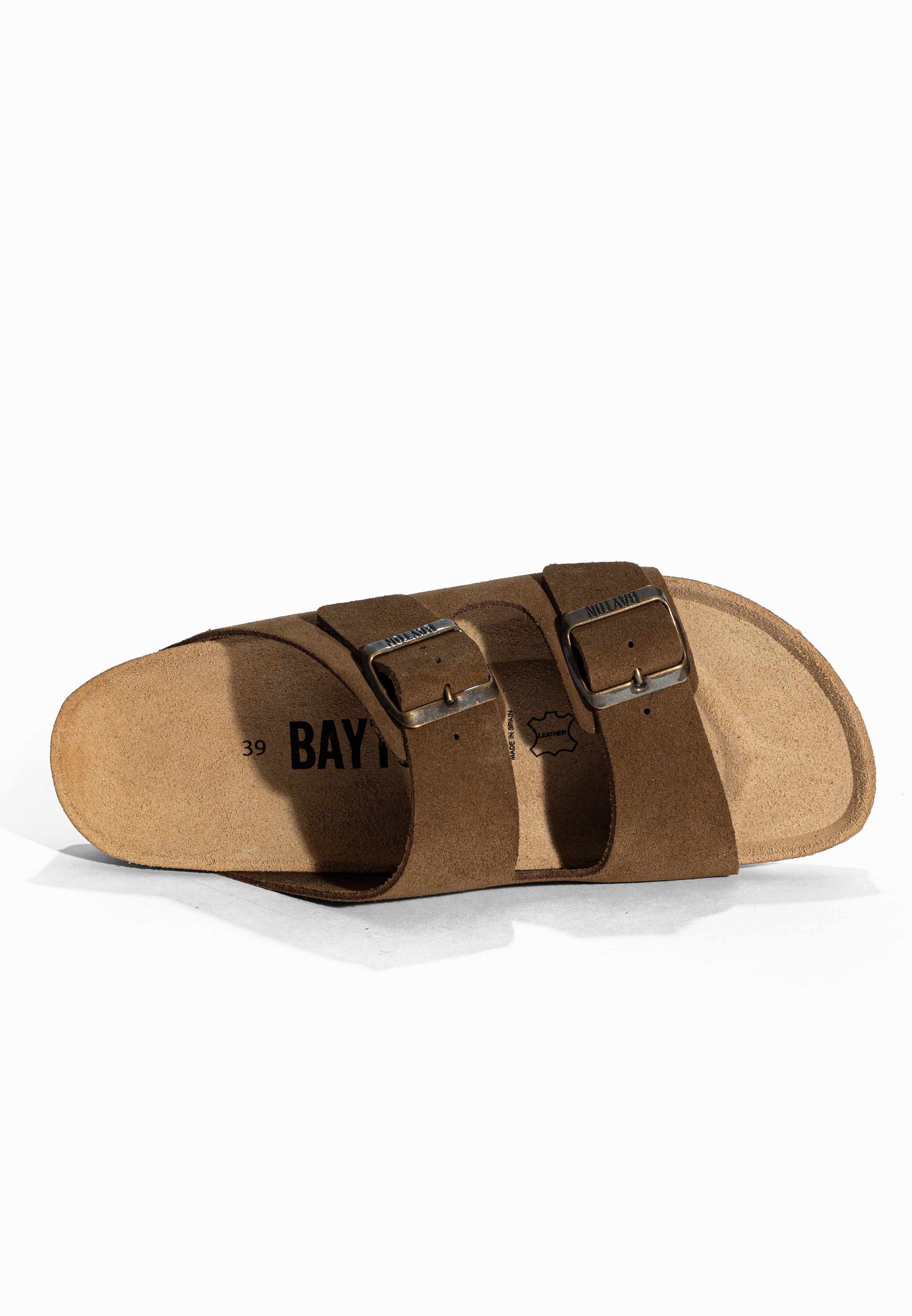 Sandales 2 Brides Atlas Marron en Cuir Suédé Bayton pour Femme