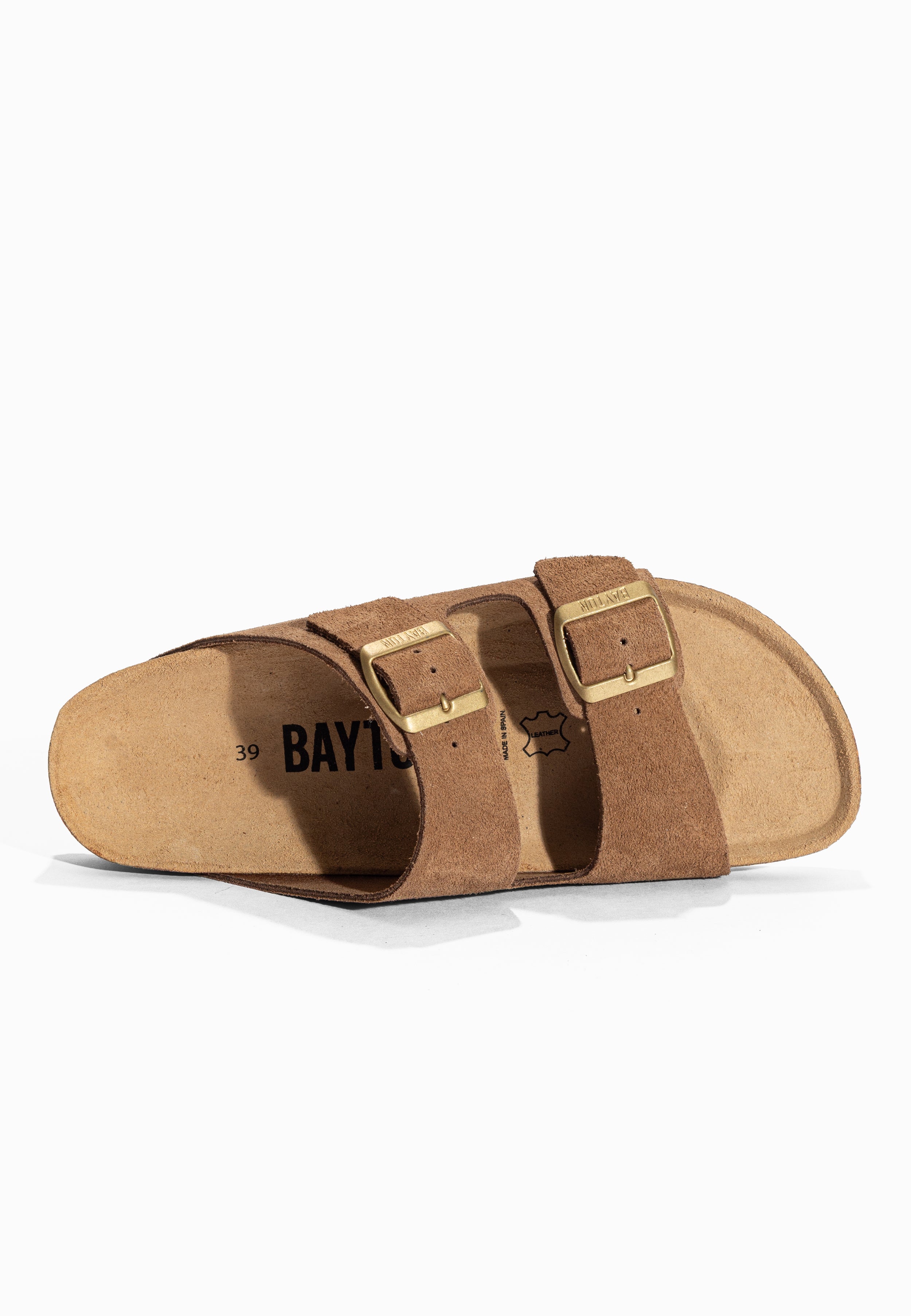 Sandales 2 Brides Atlas Taupe en Cuir Suédé Bayton pour Femme