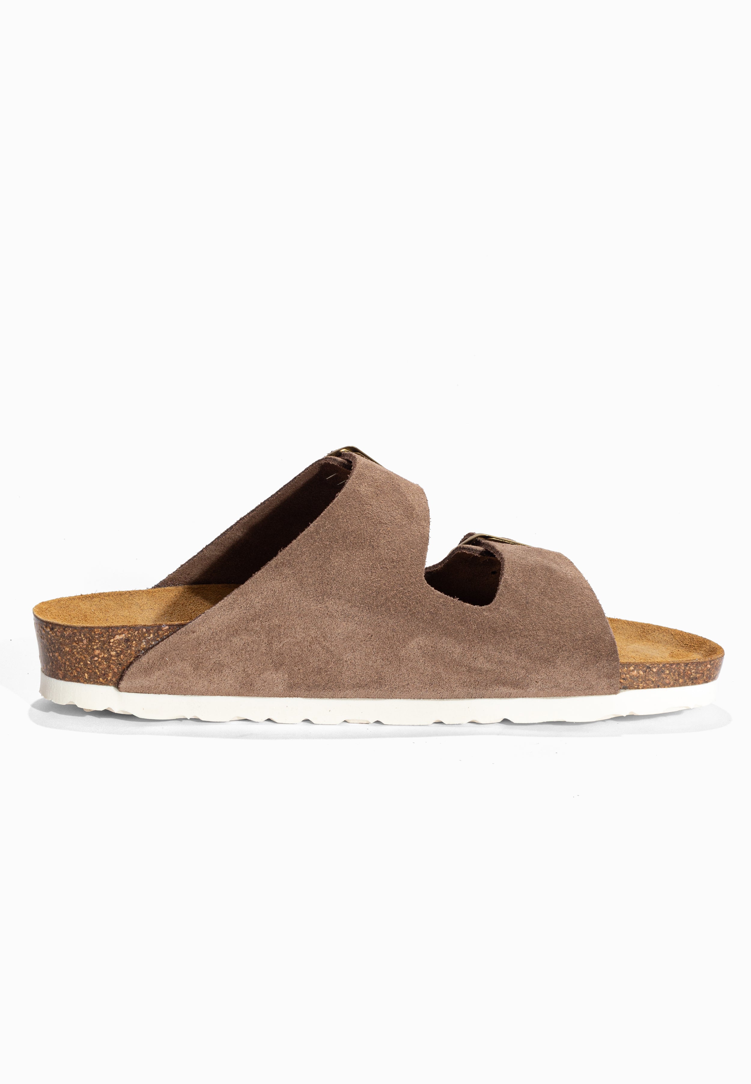 Sandales 2 Brides Atlas Taupe en Cuir Suédé Bayton pour Femme