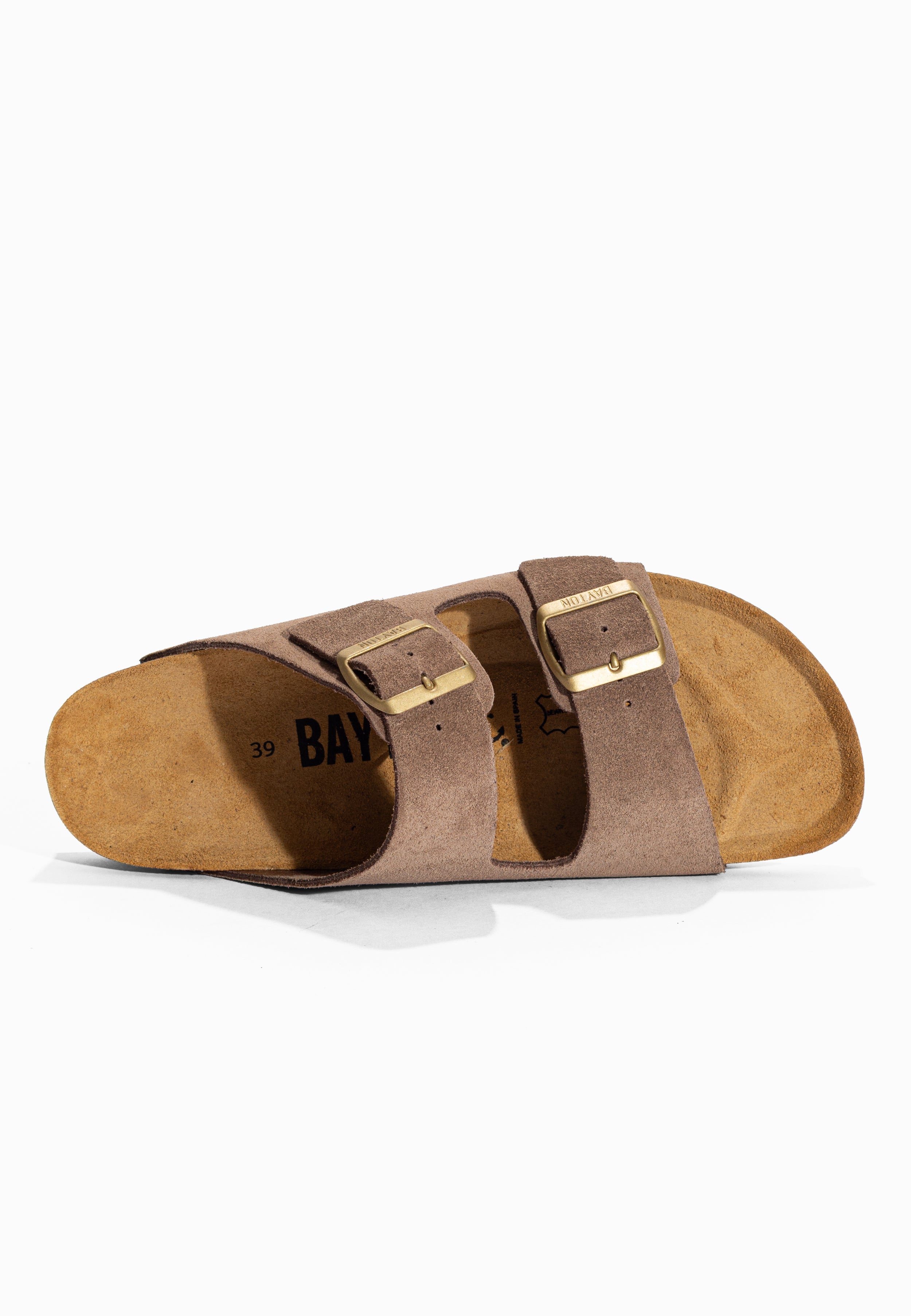 Sandales 2 Brides Atlas Taupe en Cuir Suédé Bayton pour Femme