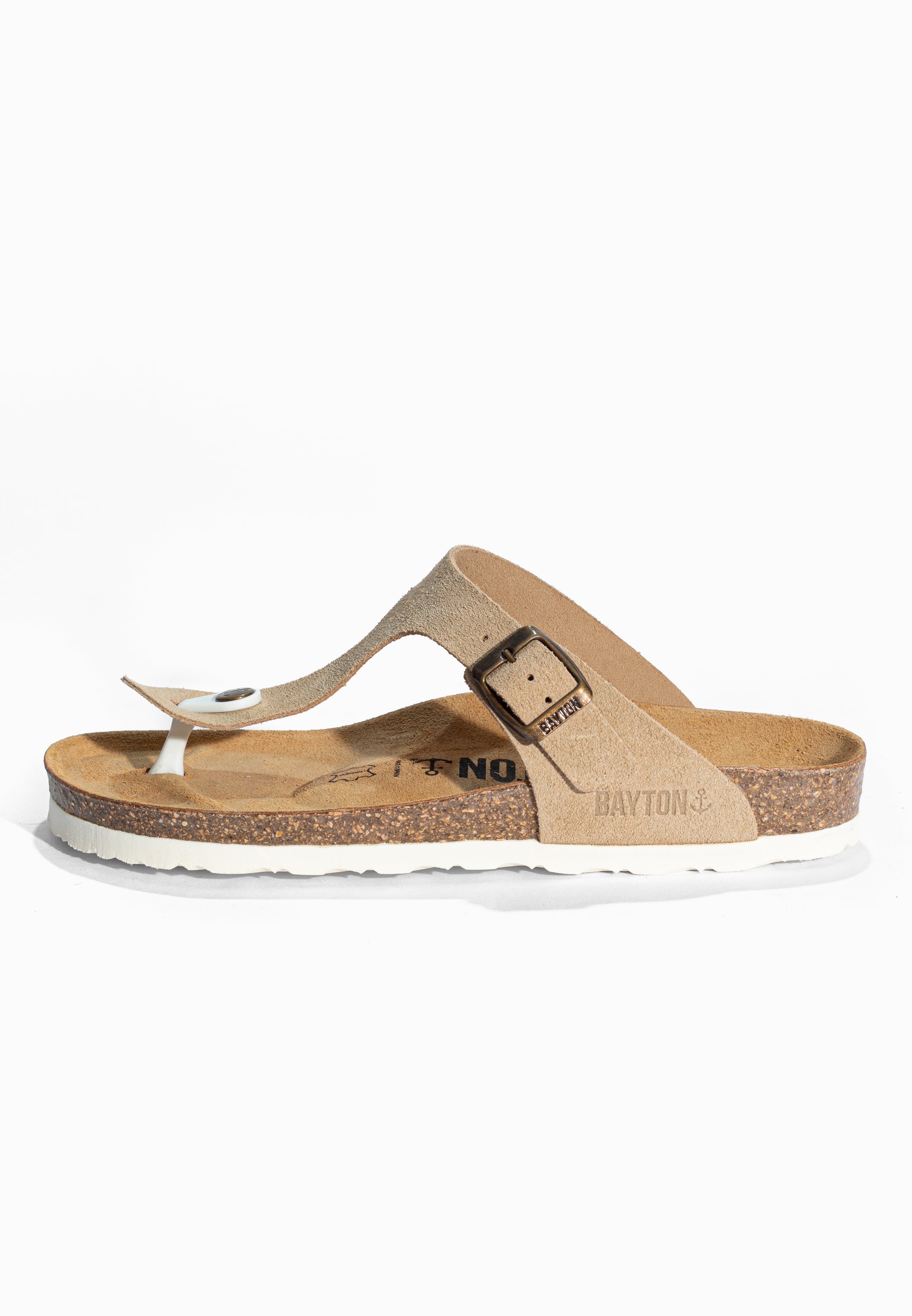 Sandales à Entre-doigts Mercure Beige en Cuir Suédé Bayton pour Femme