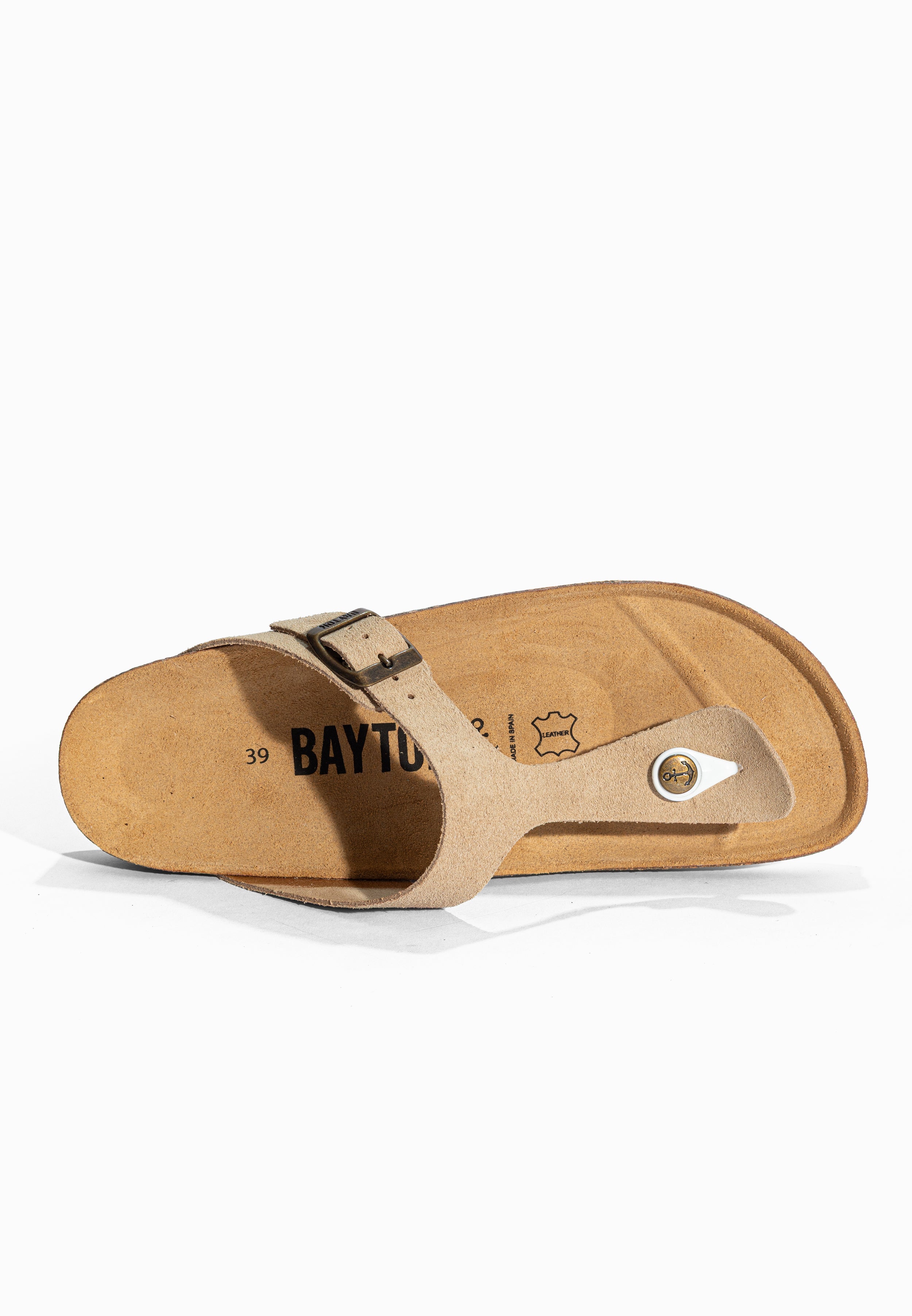 Sandales à Entre-doigts Mercure Beige en Cuir Suédé Bayton pour Femme