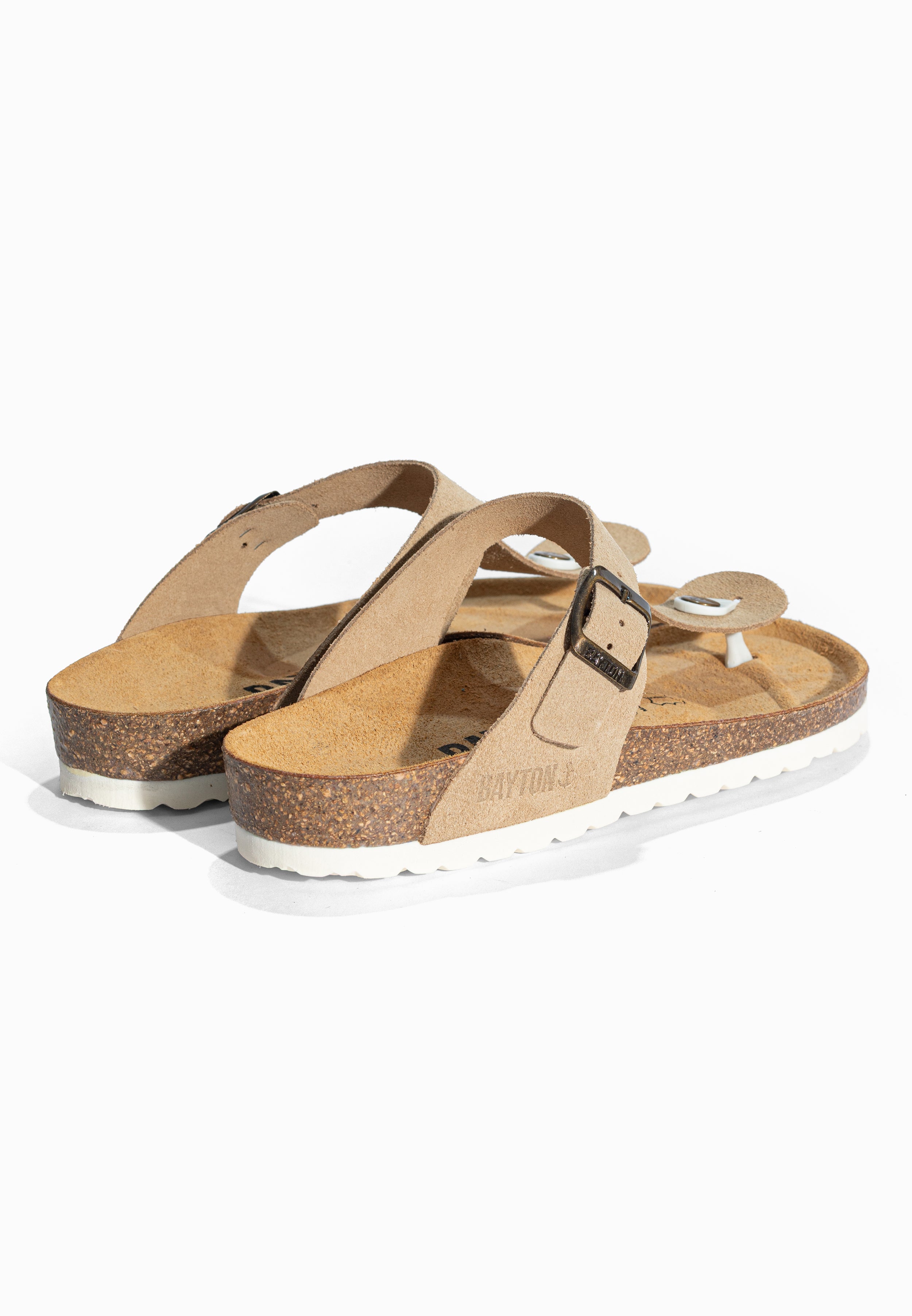 Sandales à Entre-doigts Mercure Beige en Cuir Suédé Bayton pour Femme