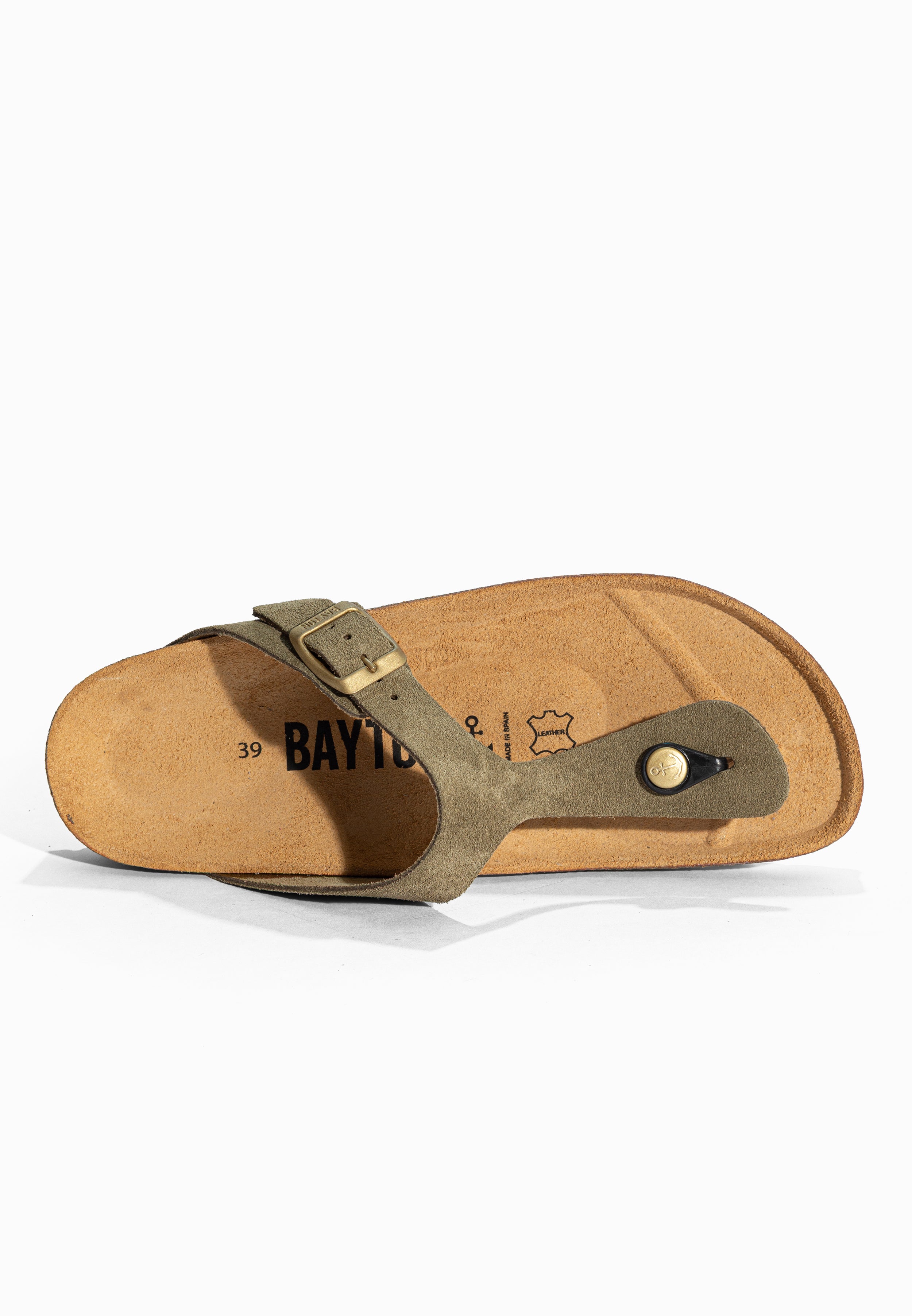 Sandales à Entre-doigts Mercure Kaki en Cuir Suédé Bayton pour Femme