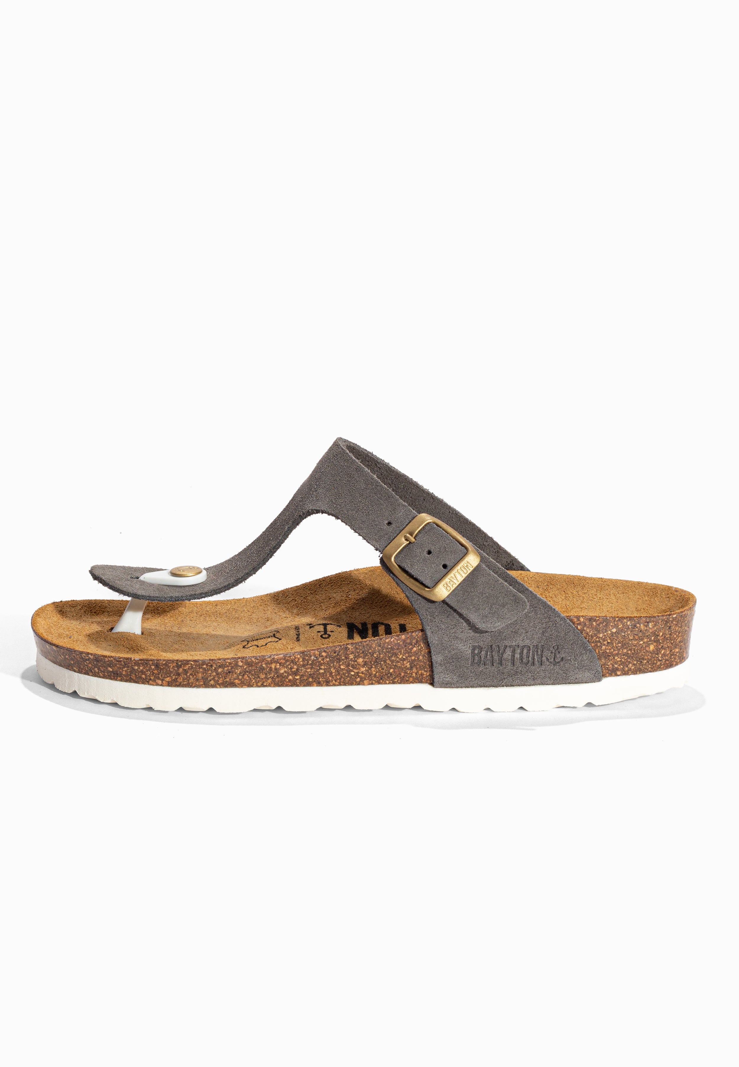 Sandales à Entre-doigts Mercure Gris en Cuir Suédé Bayton pour Femme