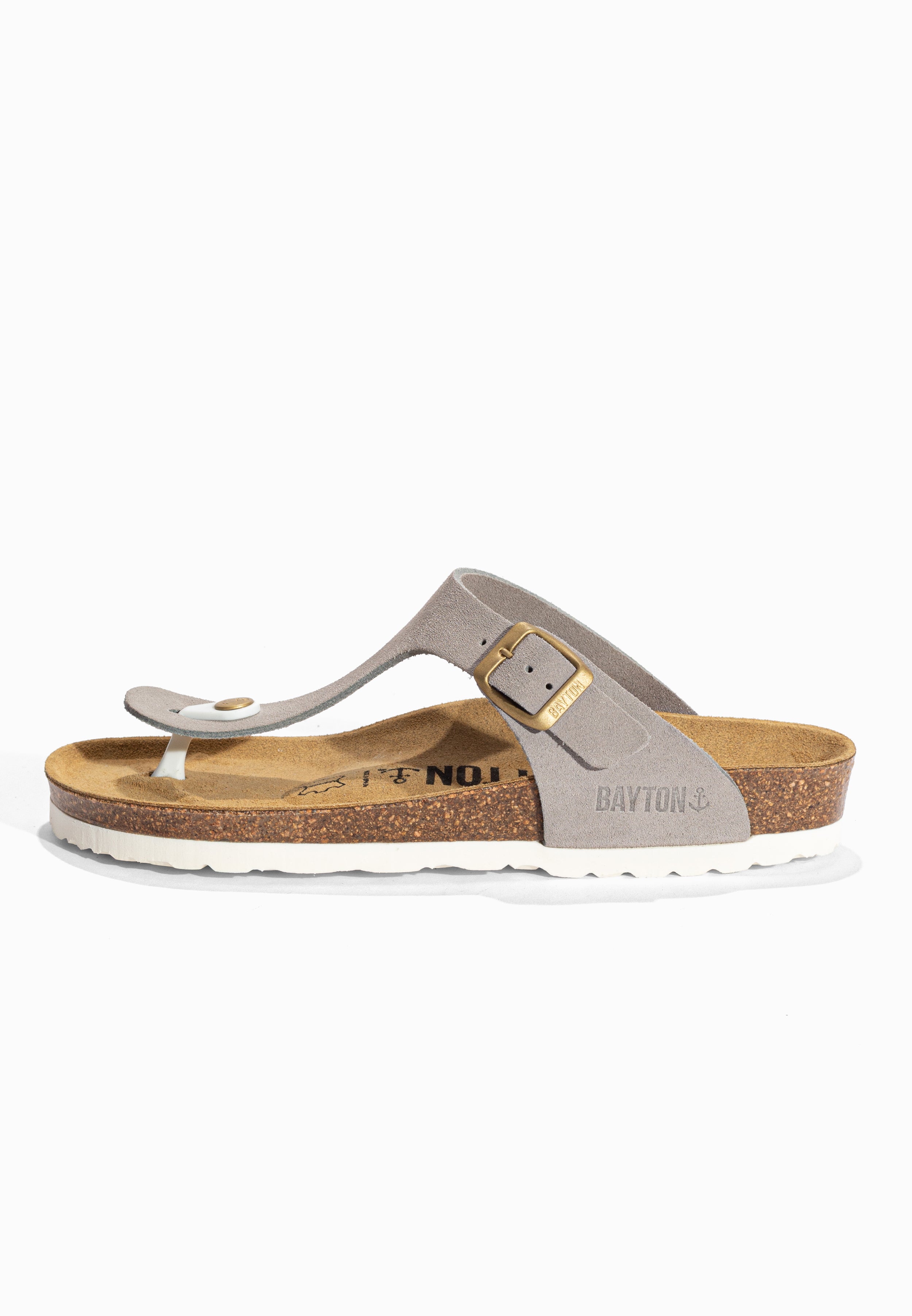 Sandales à Entre-doigts Mercure Gris en Cuir Suédé Bayton pour Femme