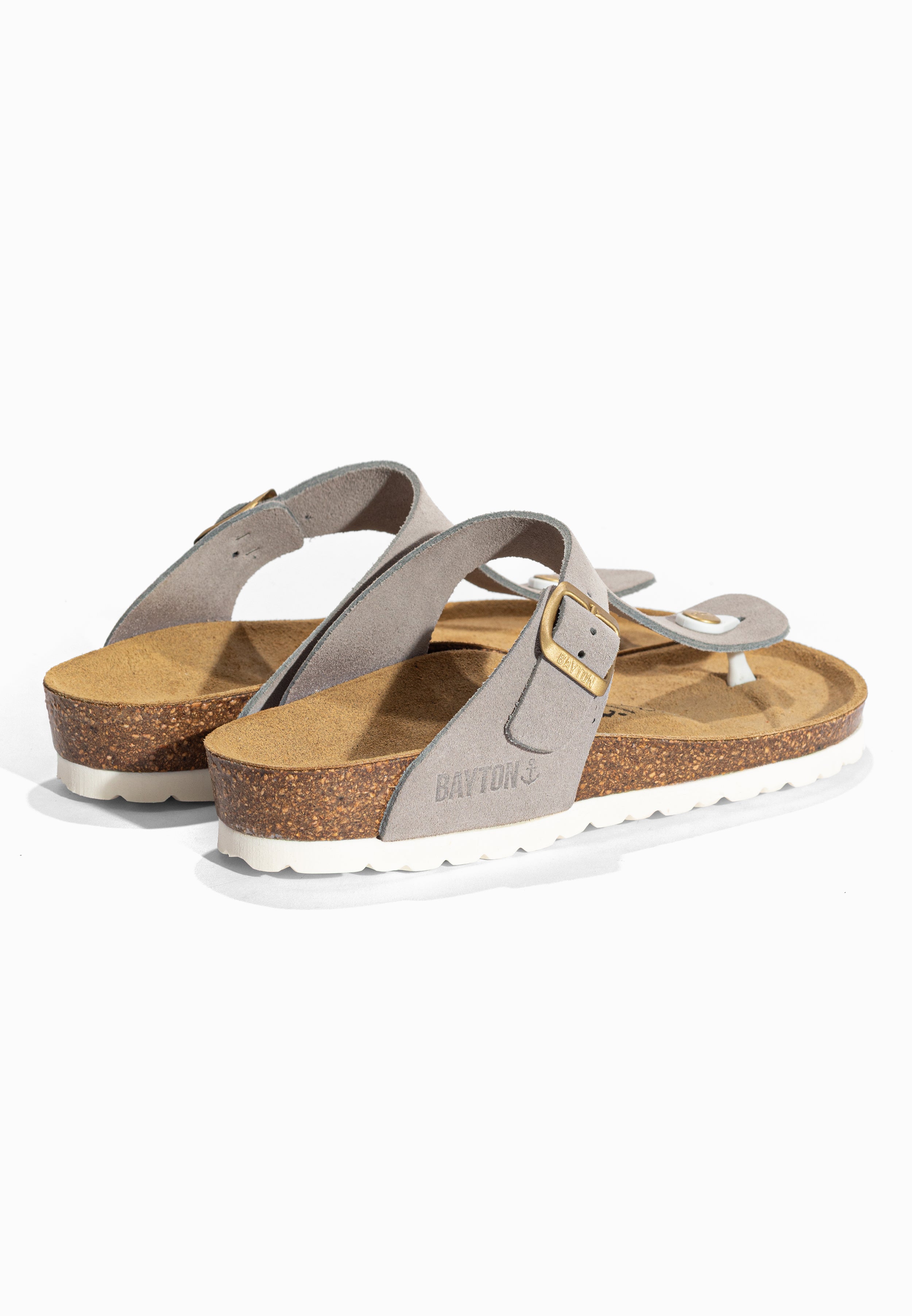 Sandales à Entre-doigts Mercure Gris en Cuir Suédé Bayton pour Femme