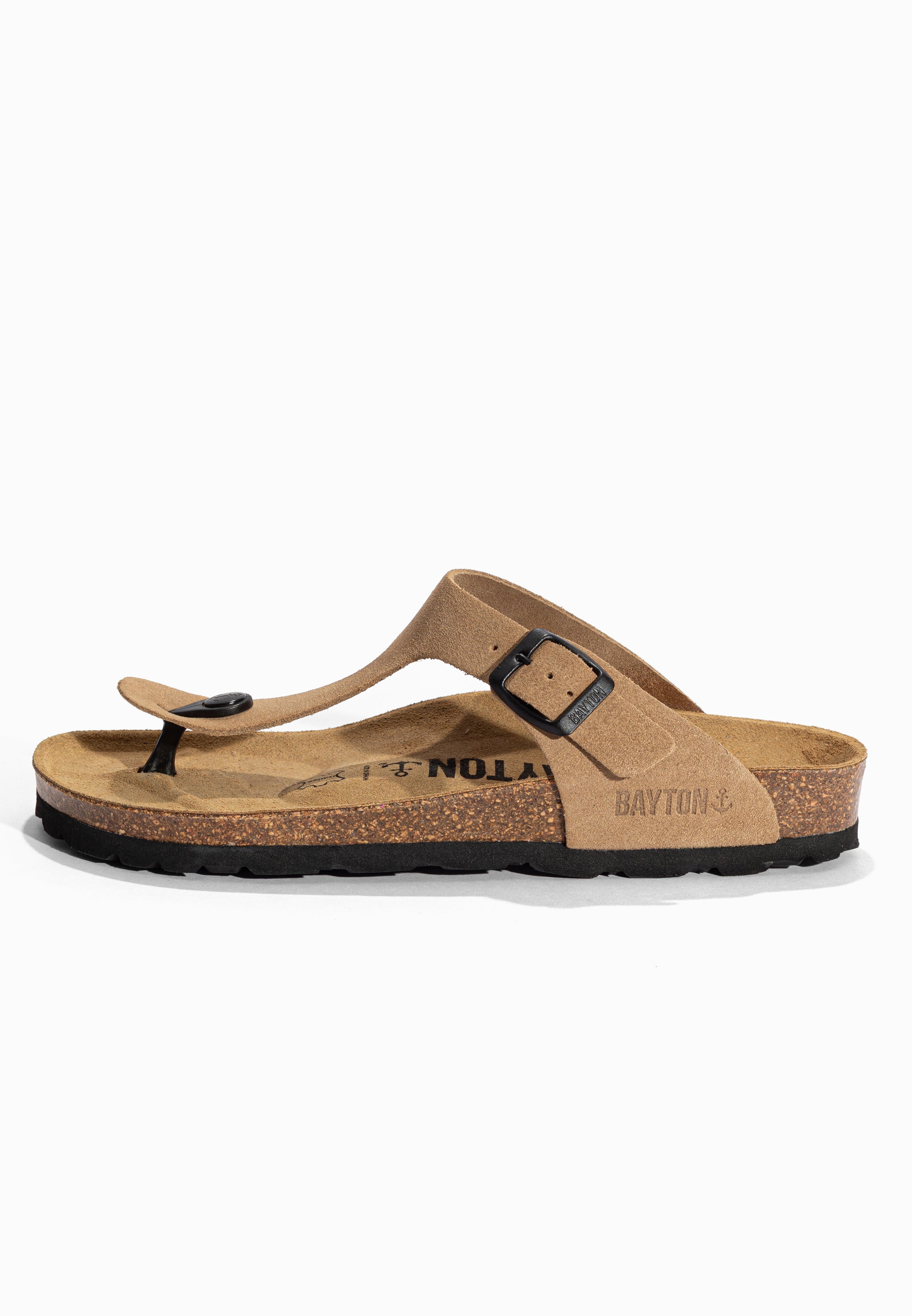 Sandales à Entre-doigts Mercure Beige en Cuir Suédé Bayton pour Femme