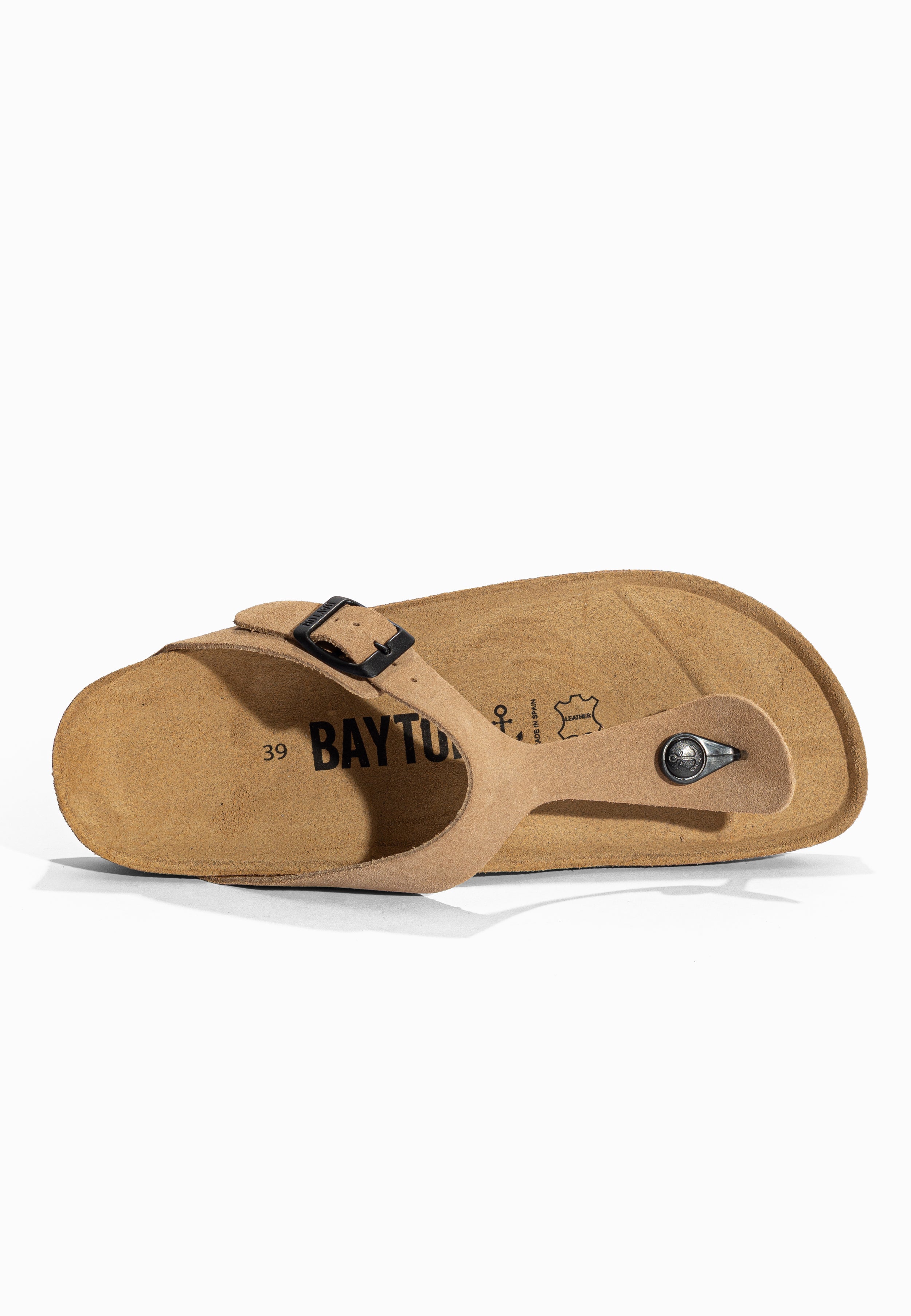 Sandales à Entre-doigts Mercure Beige en Cuir Suédé Bayton pour Femme