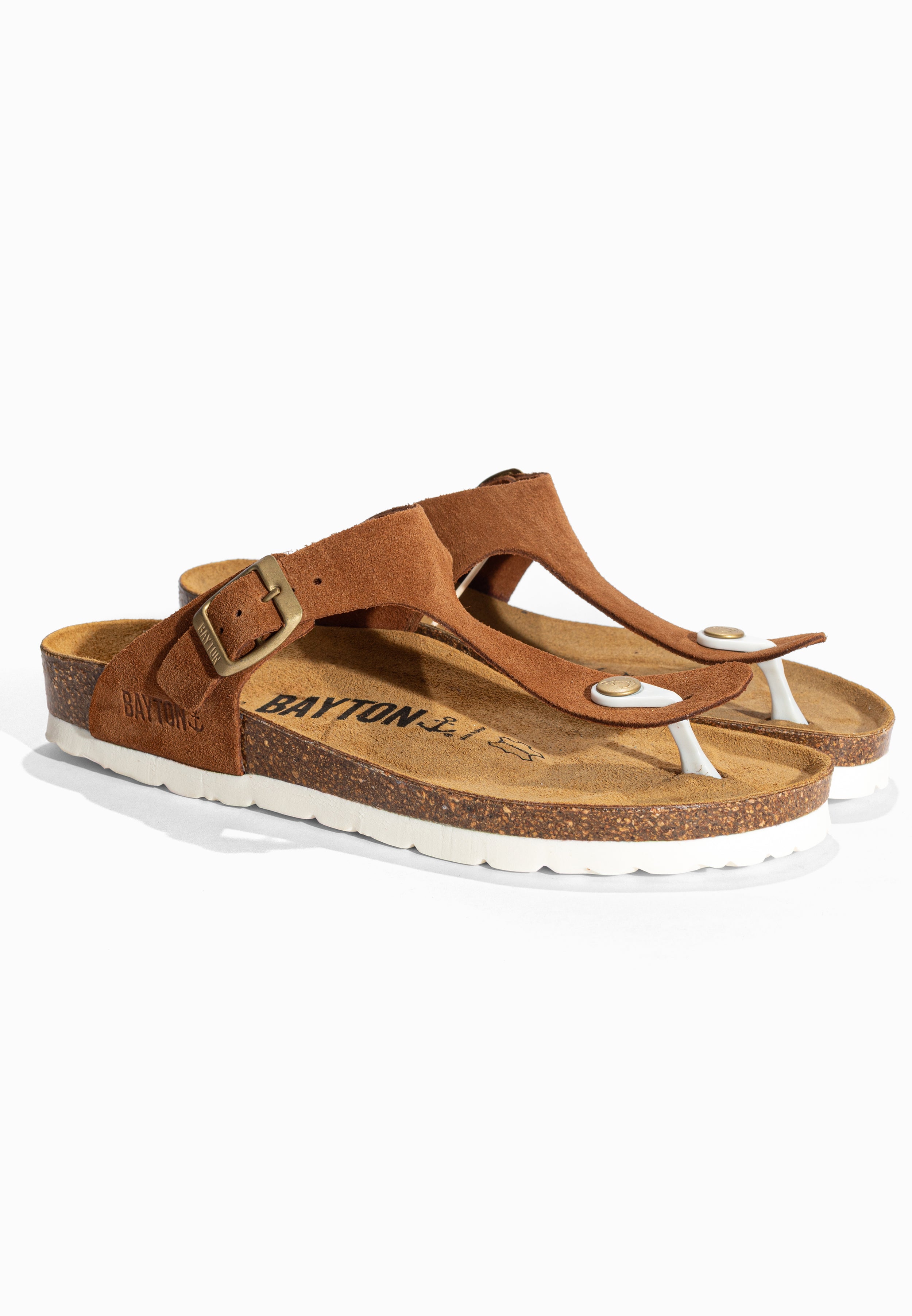 Sandales à Entre-doigts Mercure Camel en Cuir Suédé Bayton pour Femme