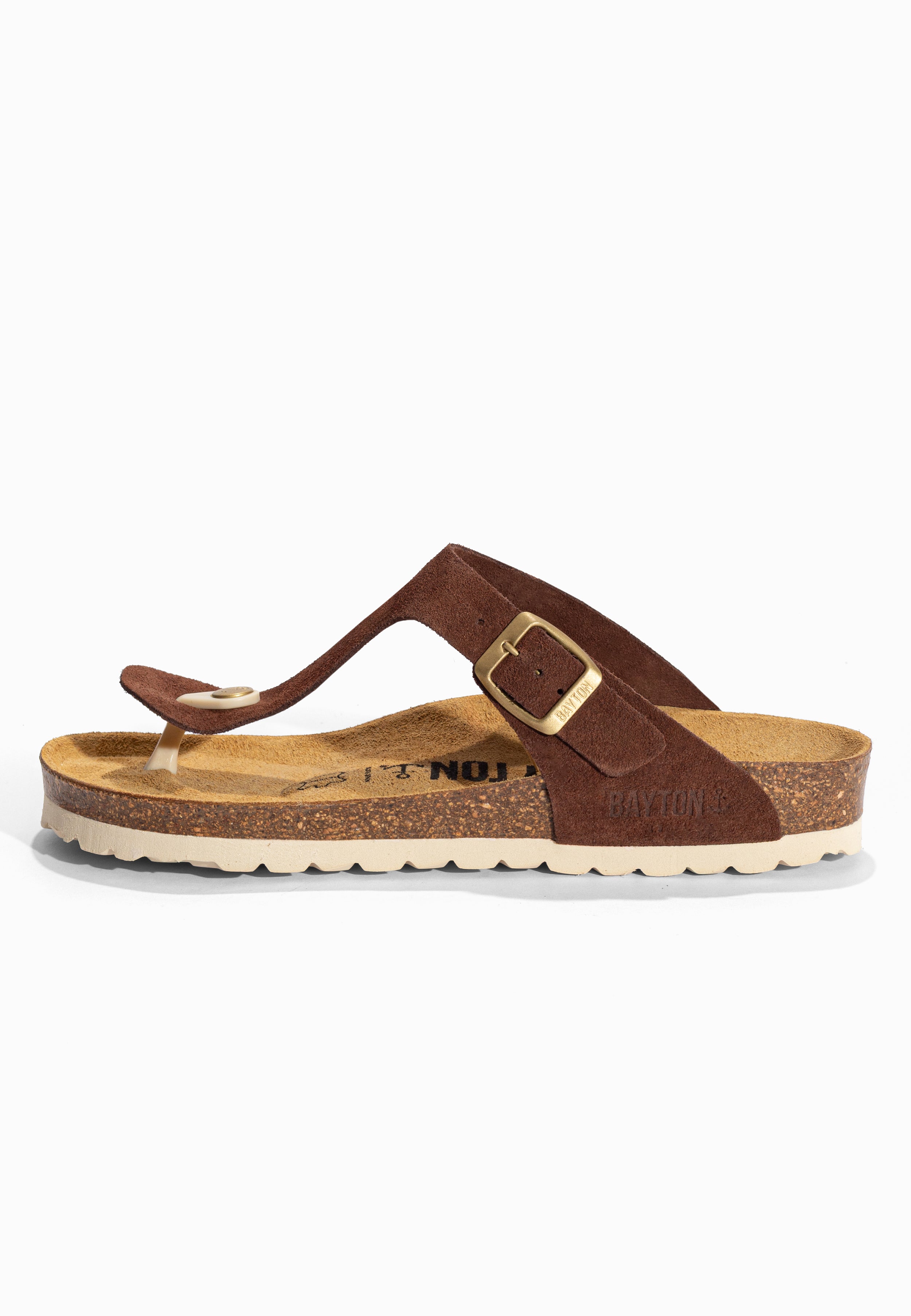 Sandales à Entre-doigts Mercure Marron en Cuir Suédé Bayton pour Femme