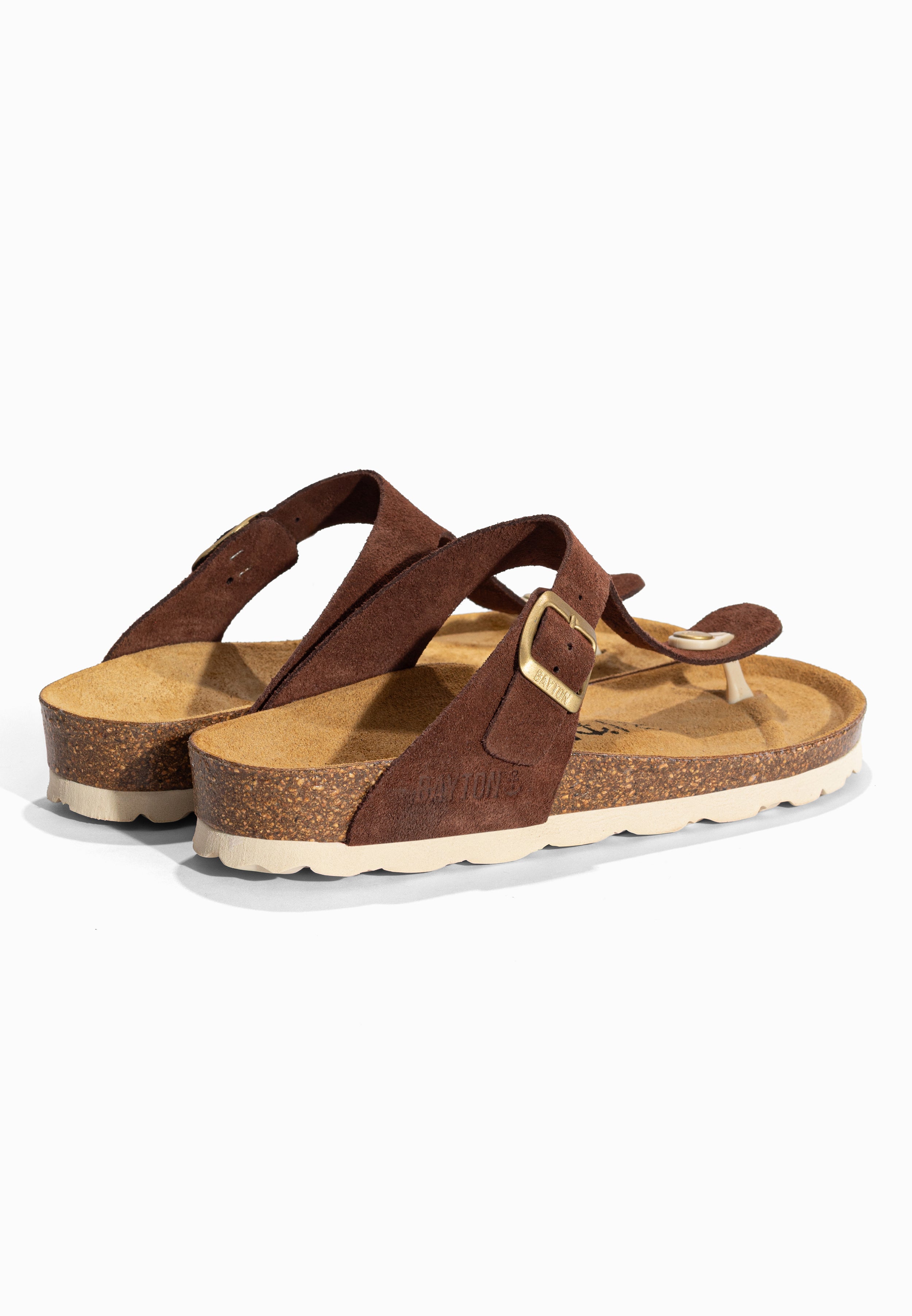 Sandales à Entre-doigts Mercure Marron en Cuir Suédé Bayton pour Femme