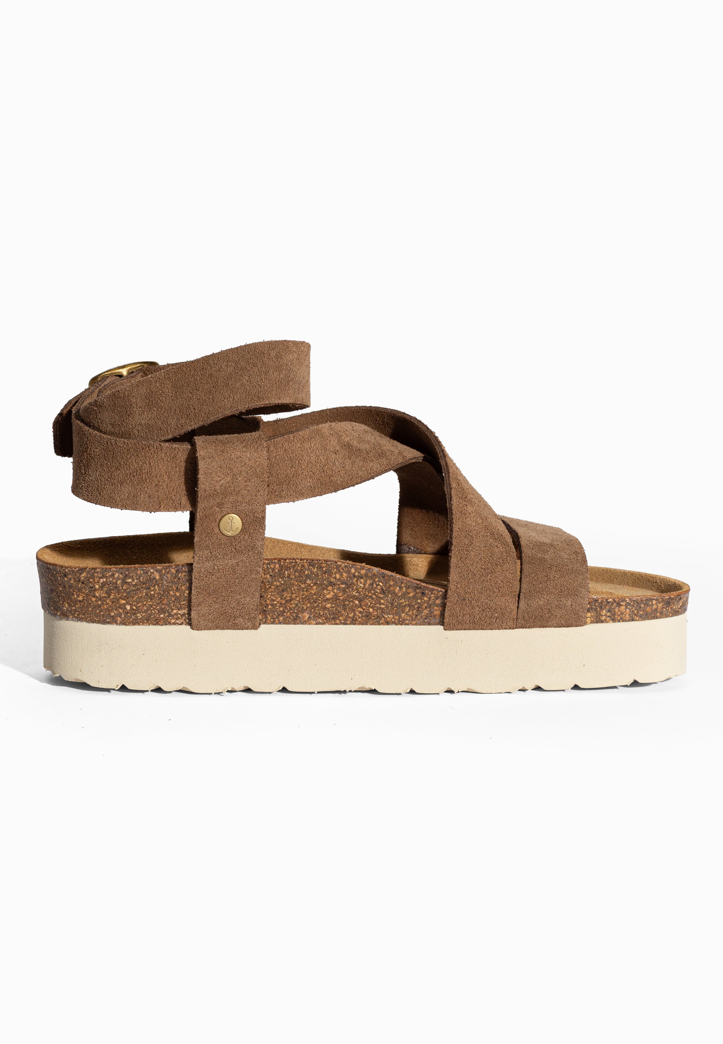 Sandales à Plateforme Mykonos Taupe en Cuir Suédé Bayton pour Femme