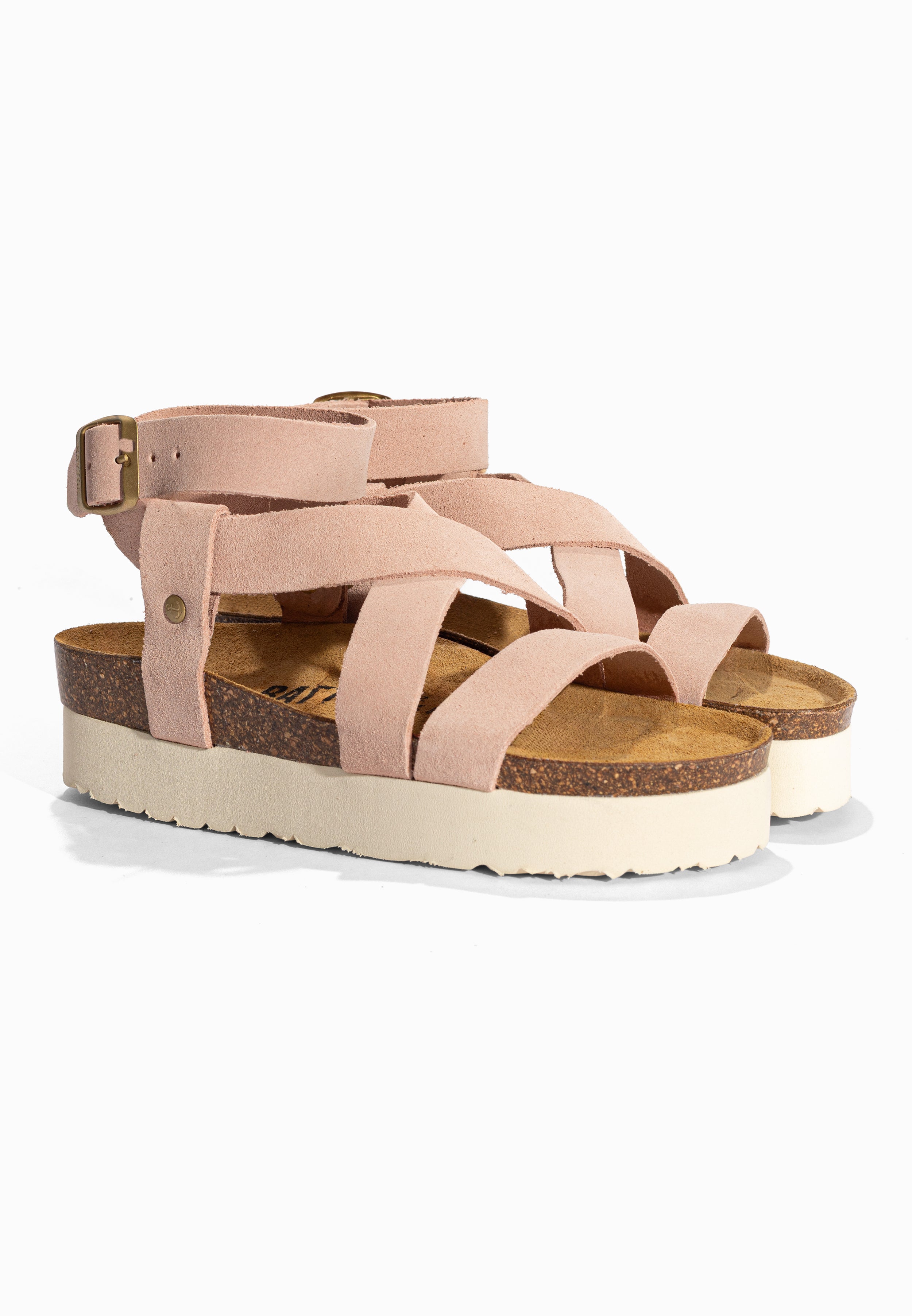 Sandales à Plateforme Mykonos Rose en Cuir Suédé Bayton pour Femme