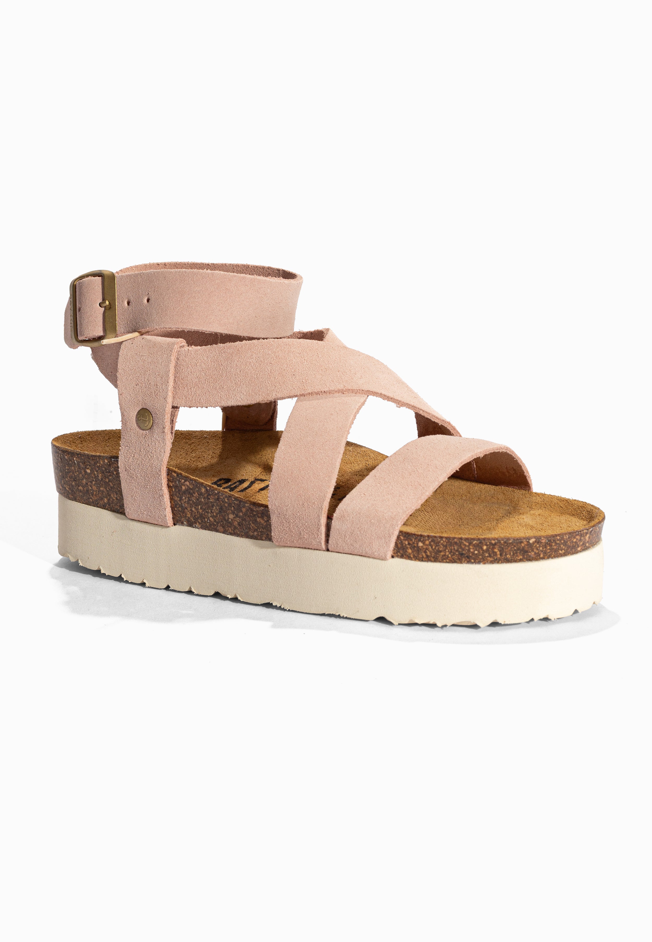 Sandales à Plateforme Mykonos Rose en Cuir Suédé Bayton pour Femme