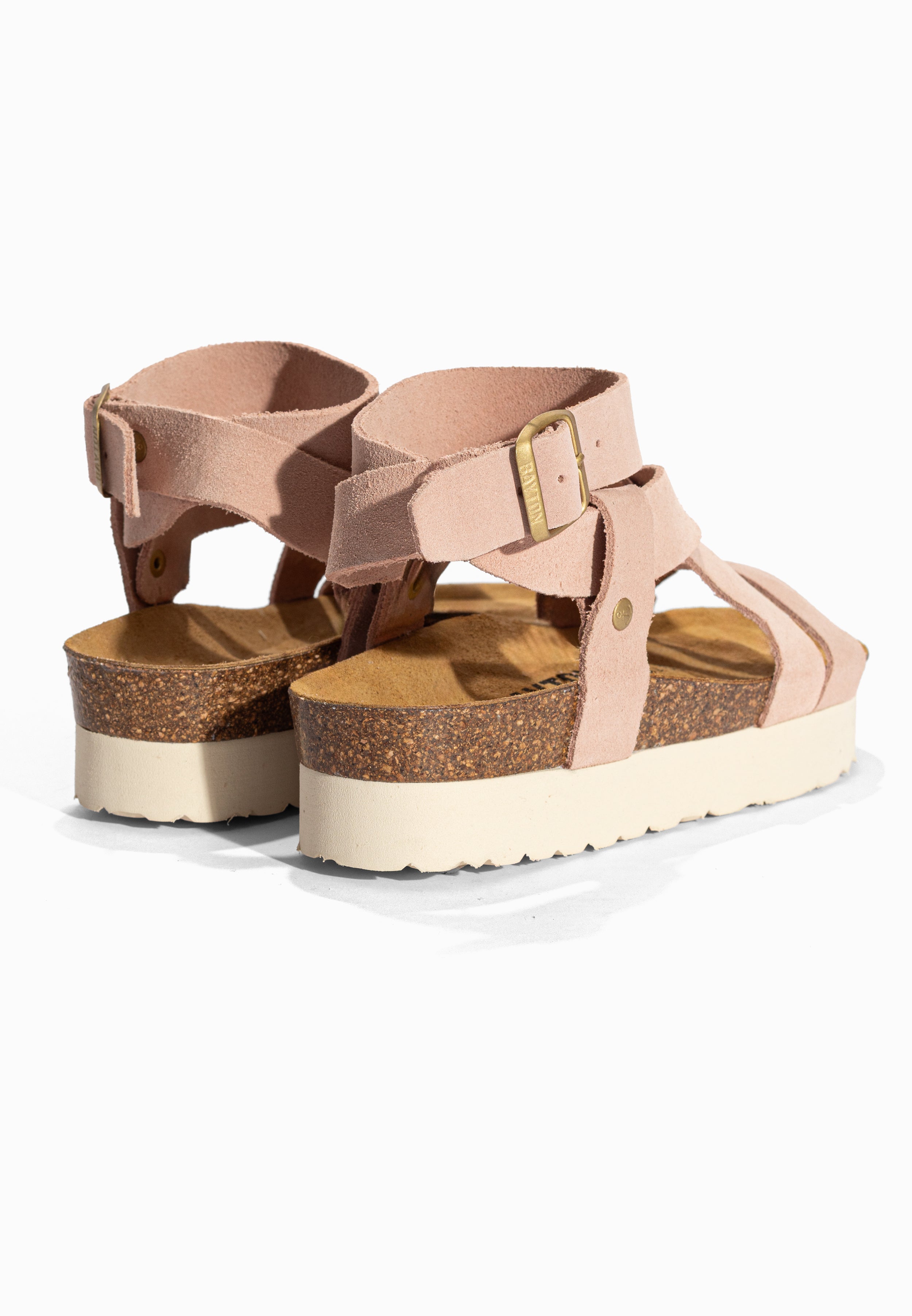 Sandales à Plateforme Mykonos Rose en Cuir Suédé Bayton pour Femme