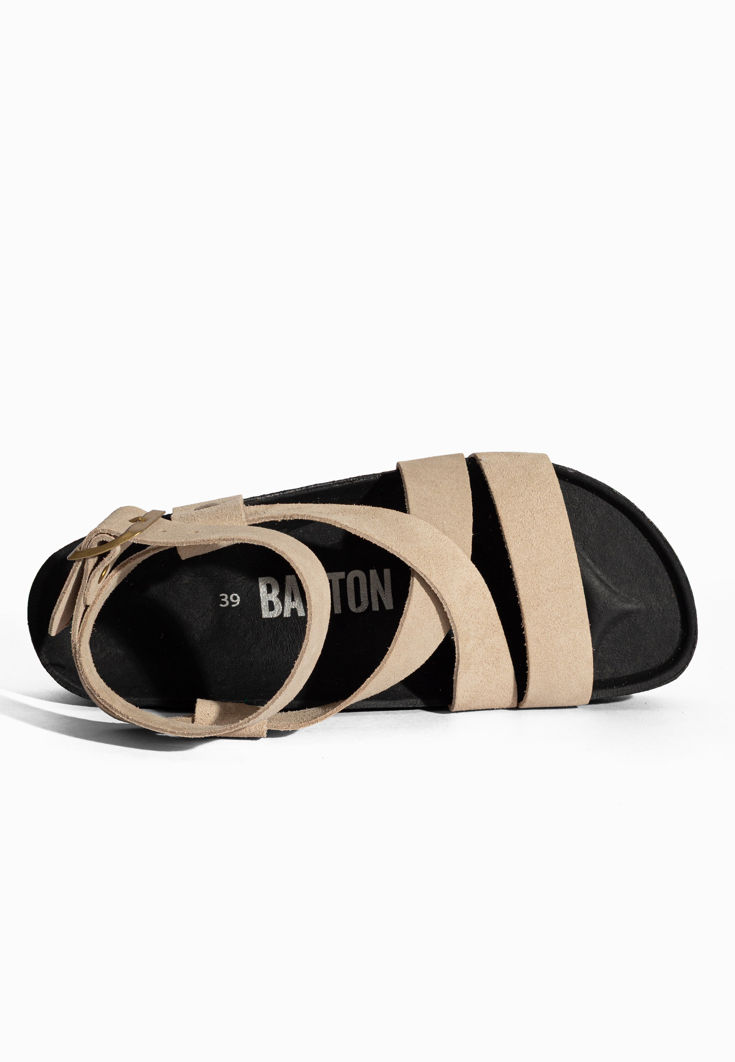 Sandales à Plateforme Mykonos Beige en Cuir Suédé Bayton pour Femme