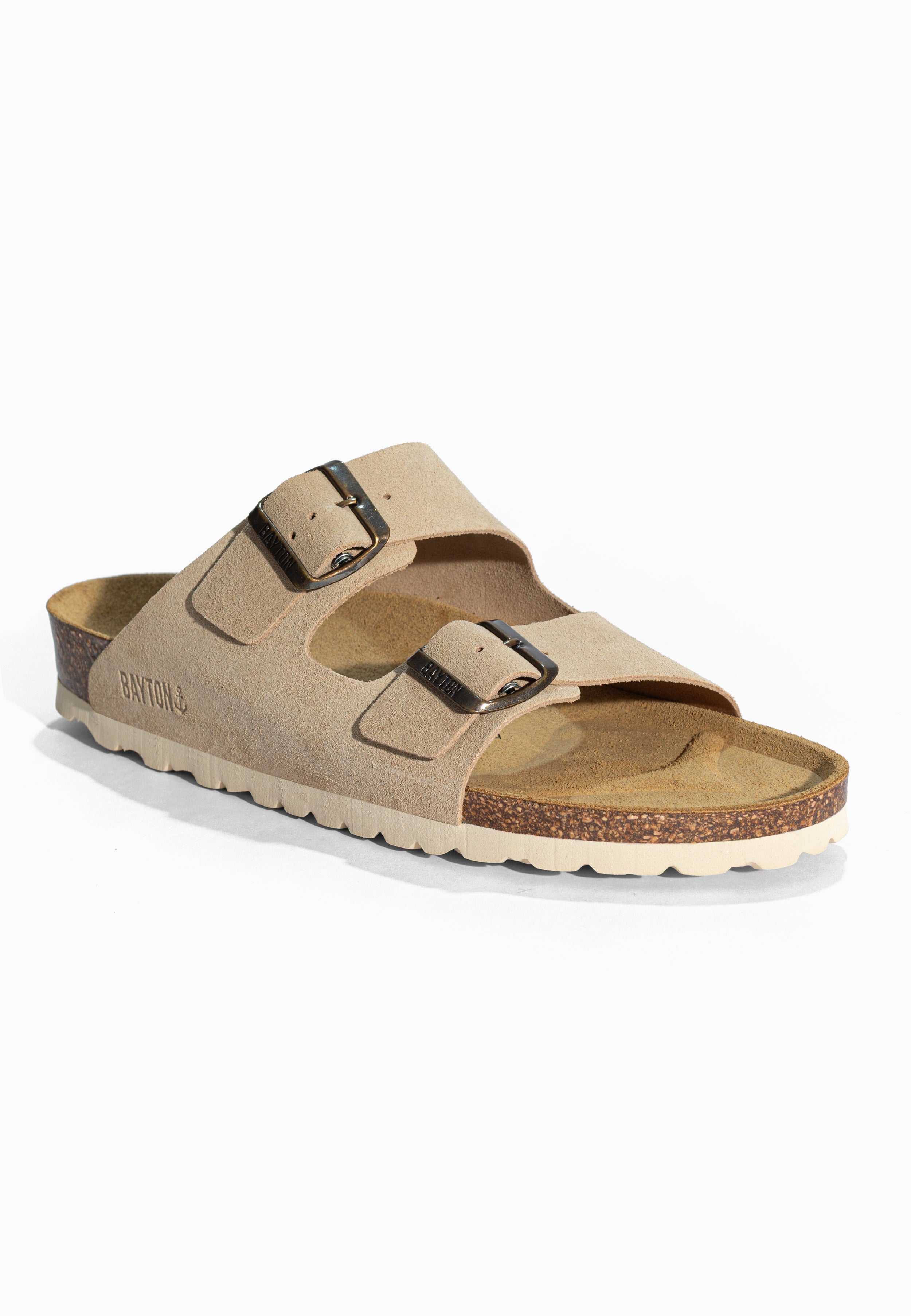 Sandales 2 Brides Atlas Beige en Cuir Suédé Bayton pour Homme