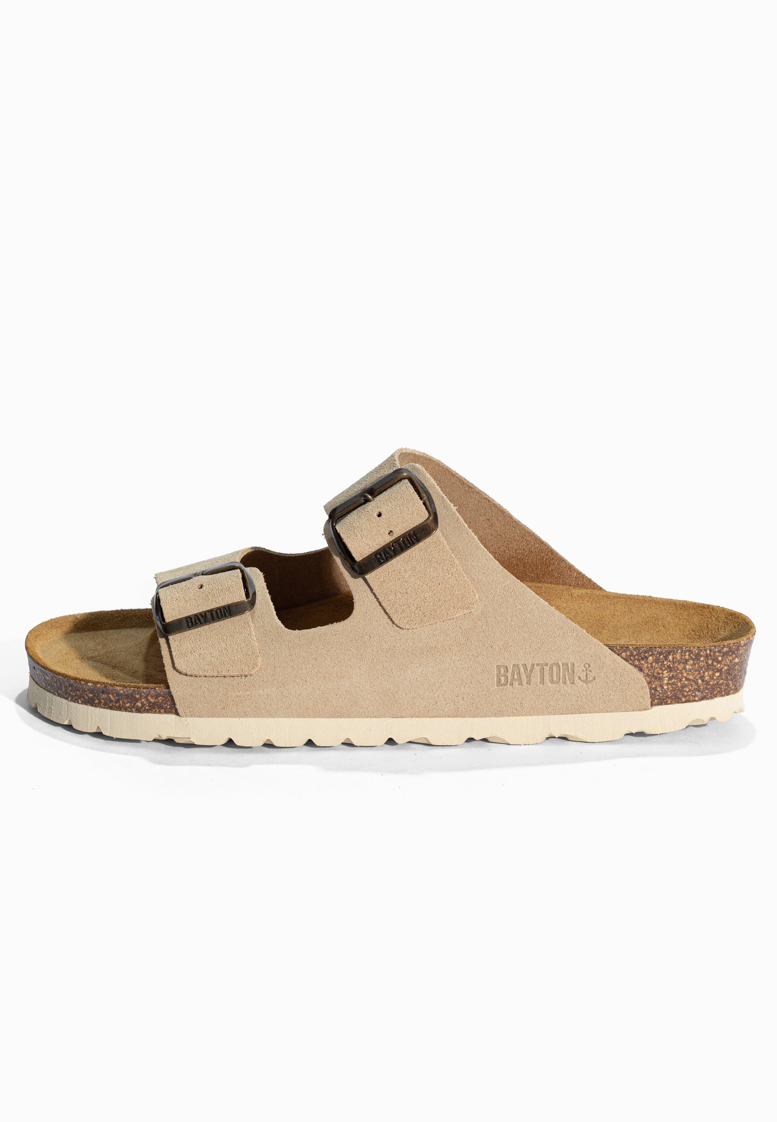 Sandales 2 Brides Atlas Beige en Cuir Suédé Bayton pour Homme