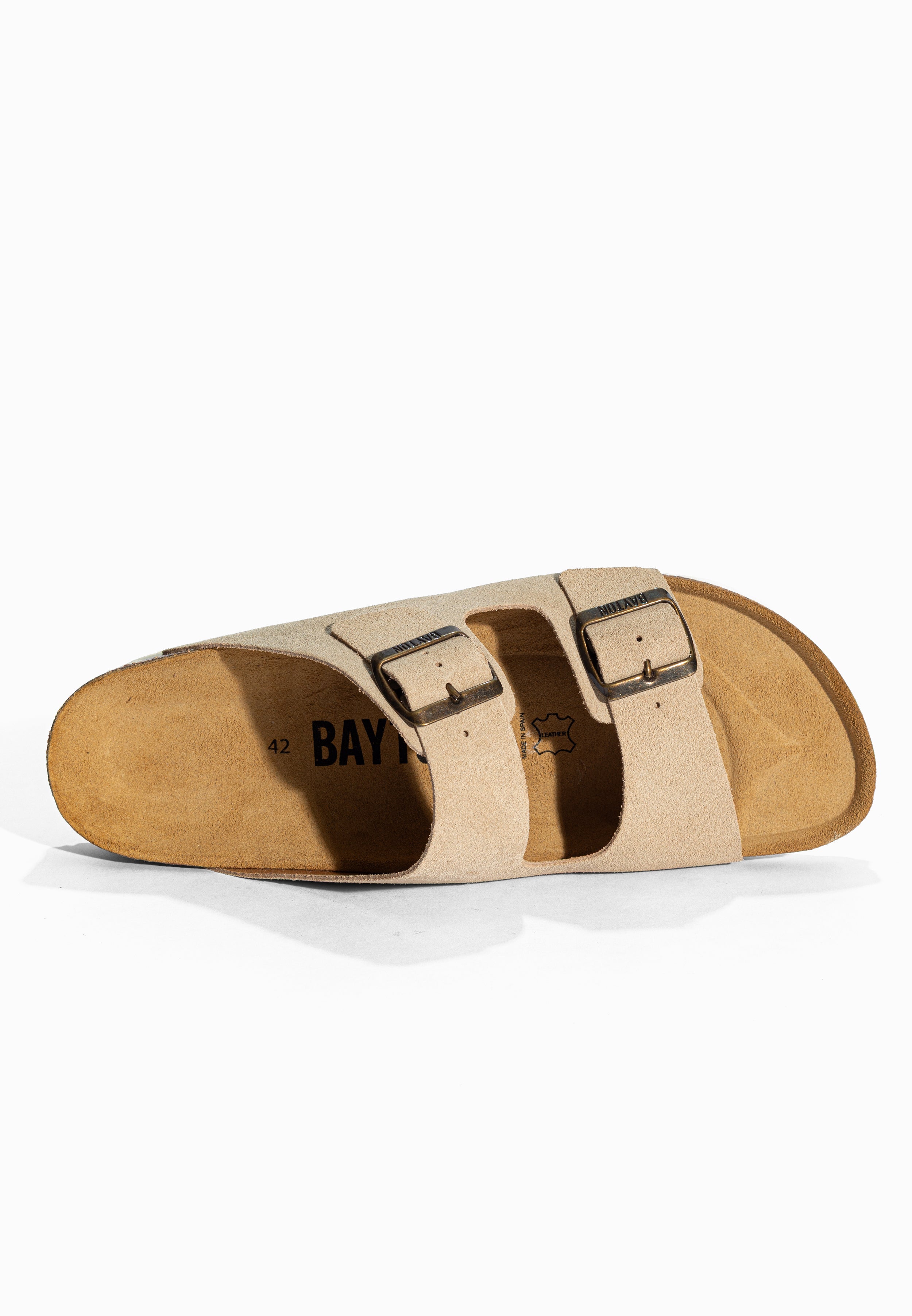 Sandales 2 Brides Atlas Beige en Cuir Suédé Bayton pour Homme