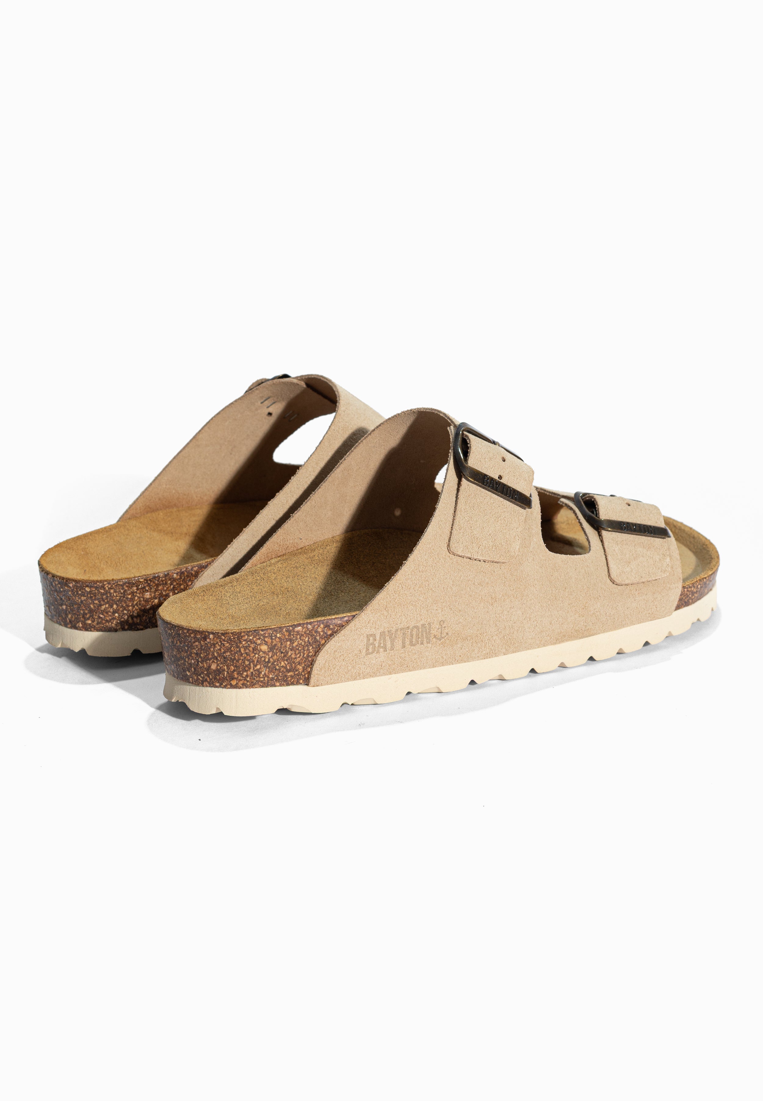 Sandales 2 Brides Atlas Beige en Cuir Suédé Bayton pour Homme
