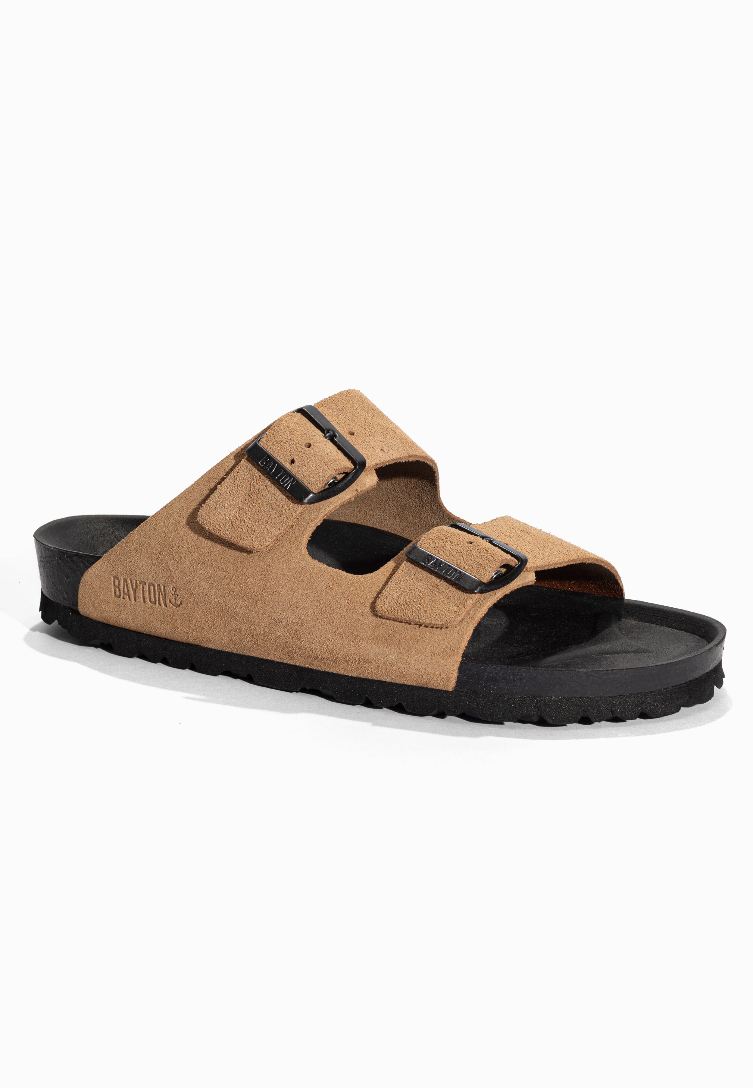 Sandales 2 Brides Atlas Beige foncé en Cuir Suédé Bayton pour Homme