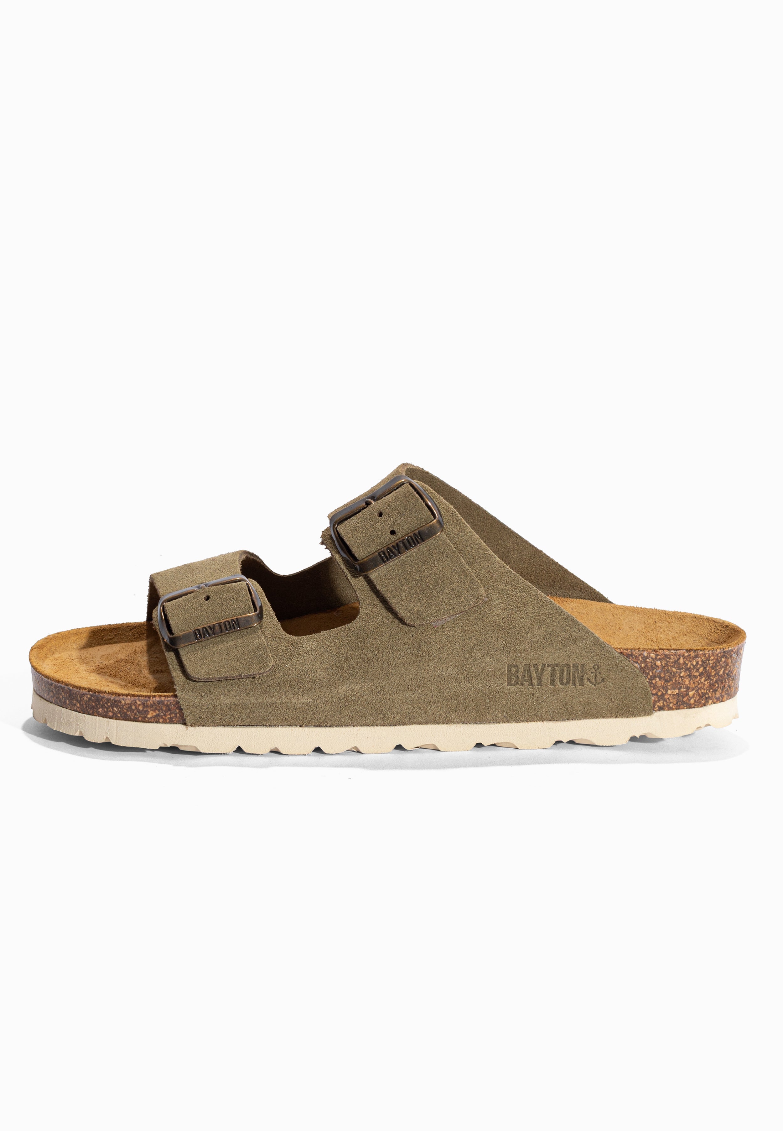 Sandales 2 Brides Atlas Kaki en Cuir Suédé Bayton pour Homme