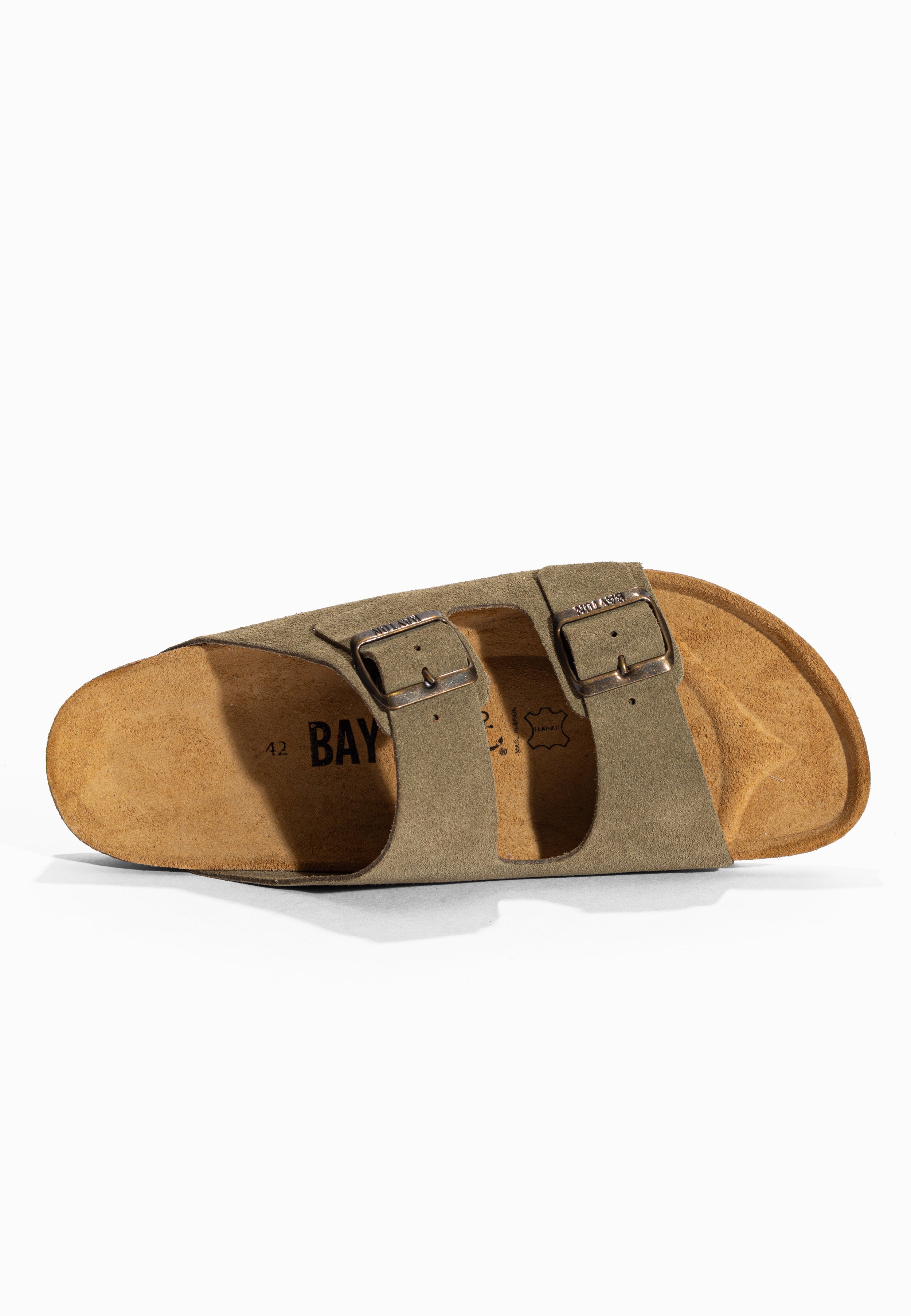 Sandales 2 Brides Atlas Kaki en Cuir Suédé Bayton pour Homme