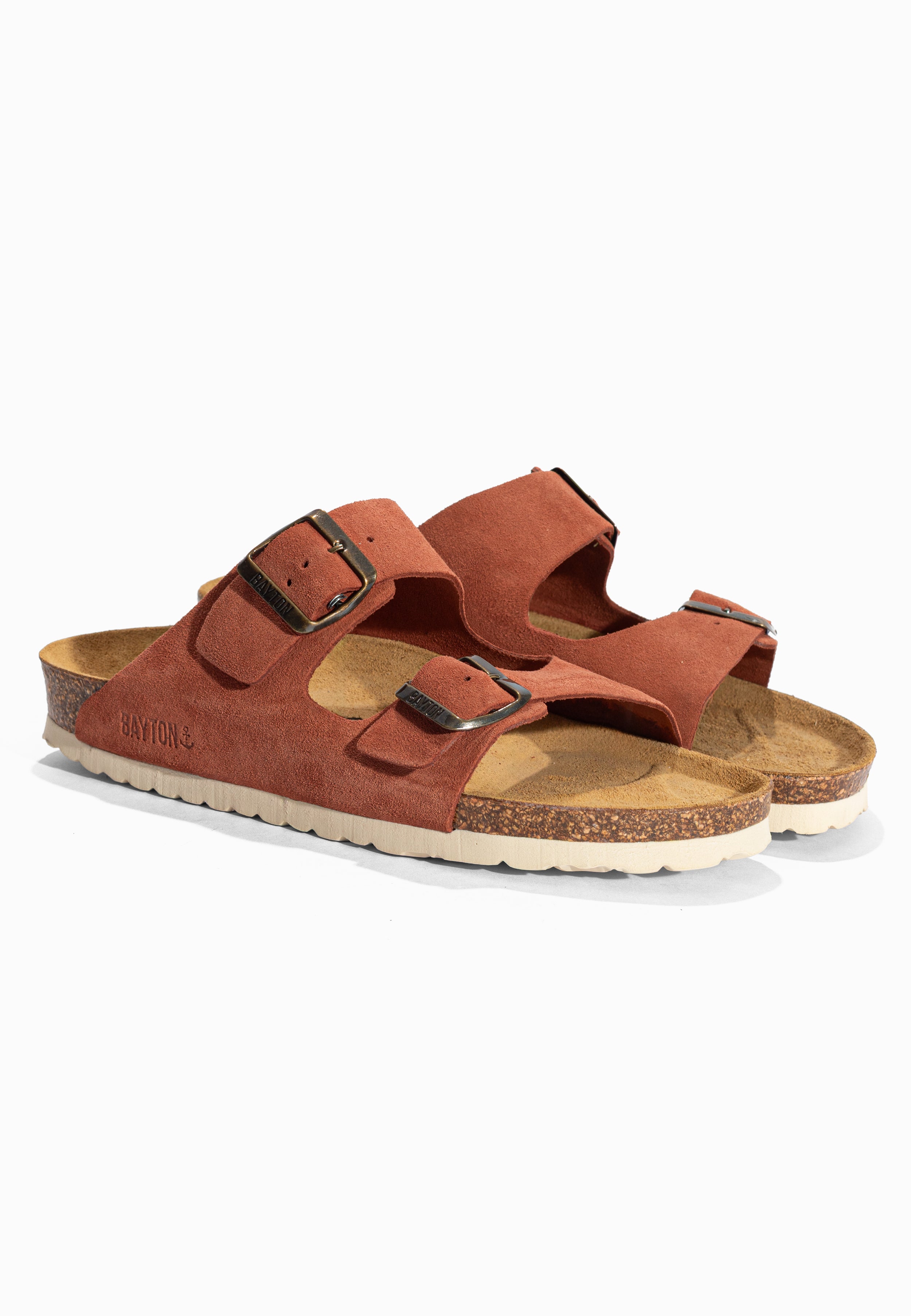 Sandales 2 Brides Atlas Terracotta en Cuir Suédé Bayton pour Homme