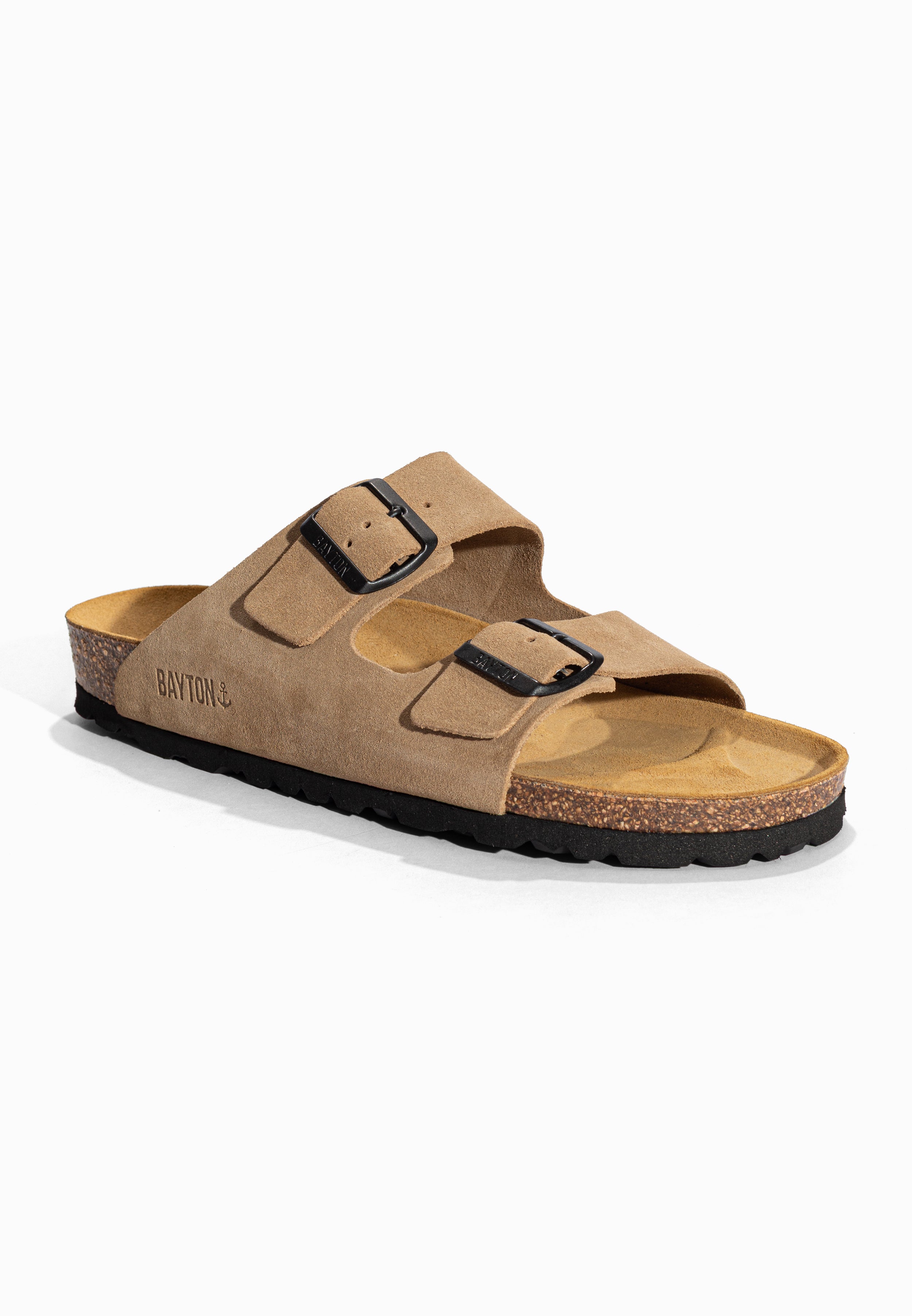 Sandales 2 Brides Atlas Beige en Cuir Suédé Bayton pour Homme